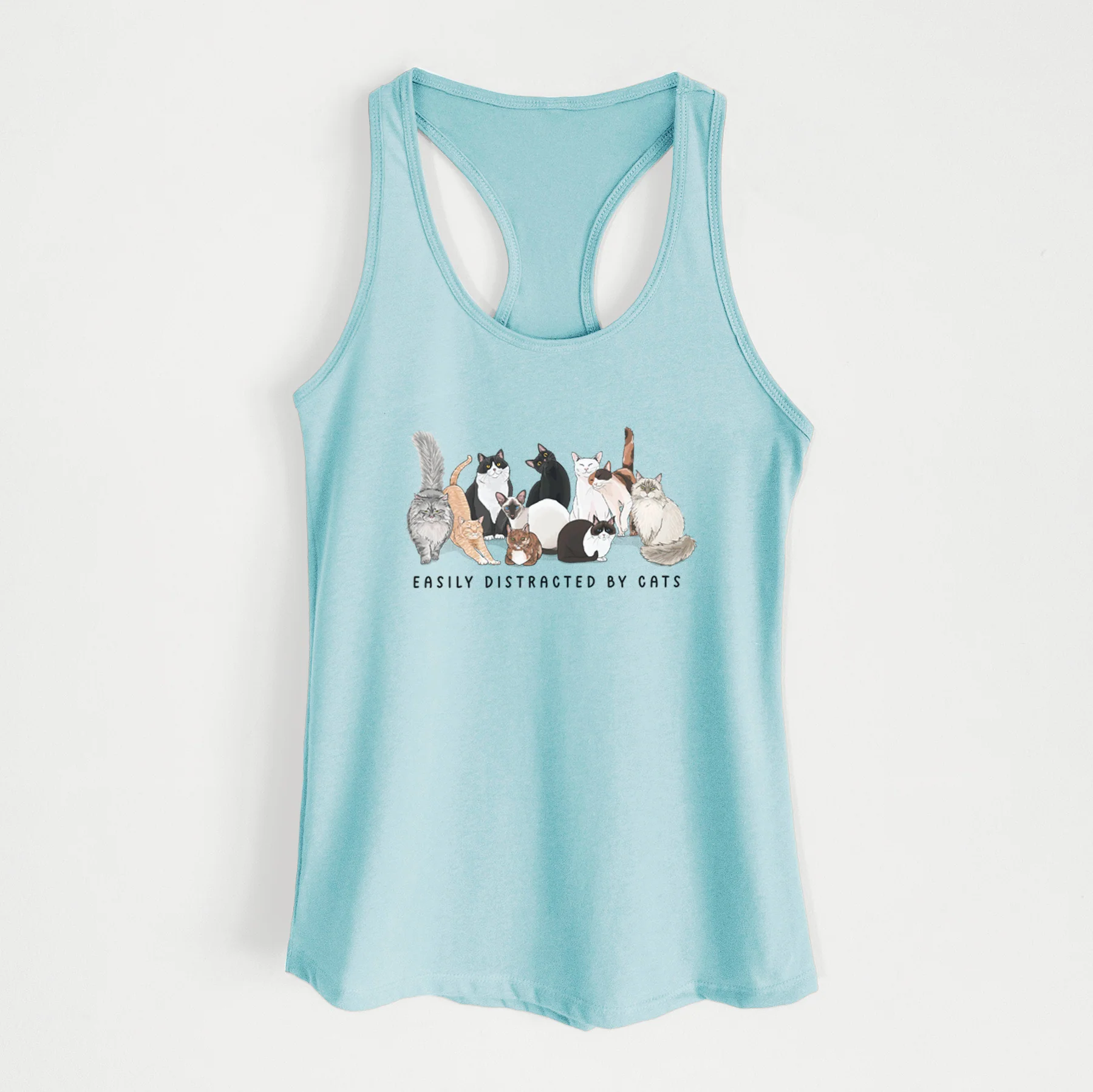 Vibrant Easily Distracted by Cats - Women's Racerback Tanktop - Image 3