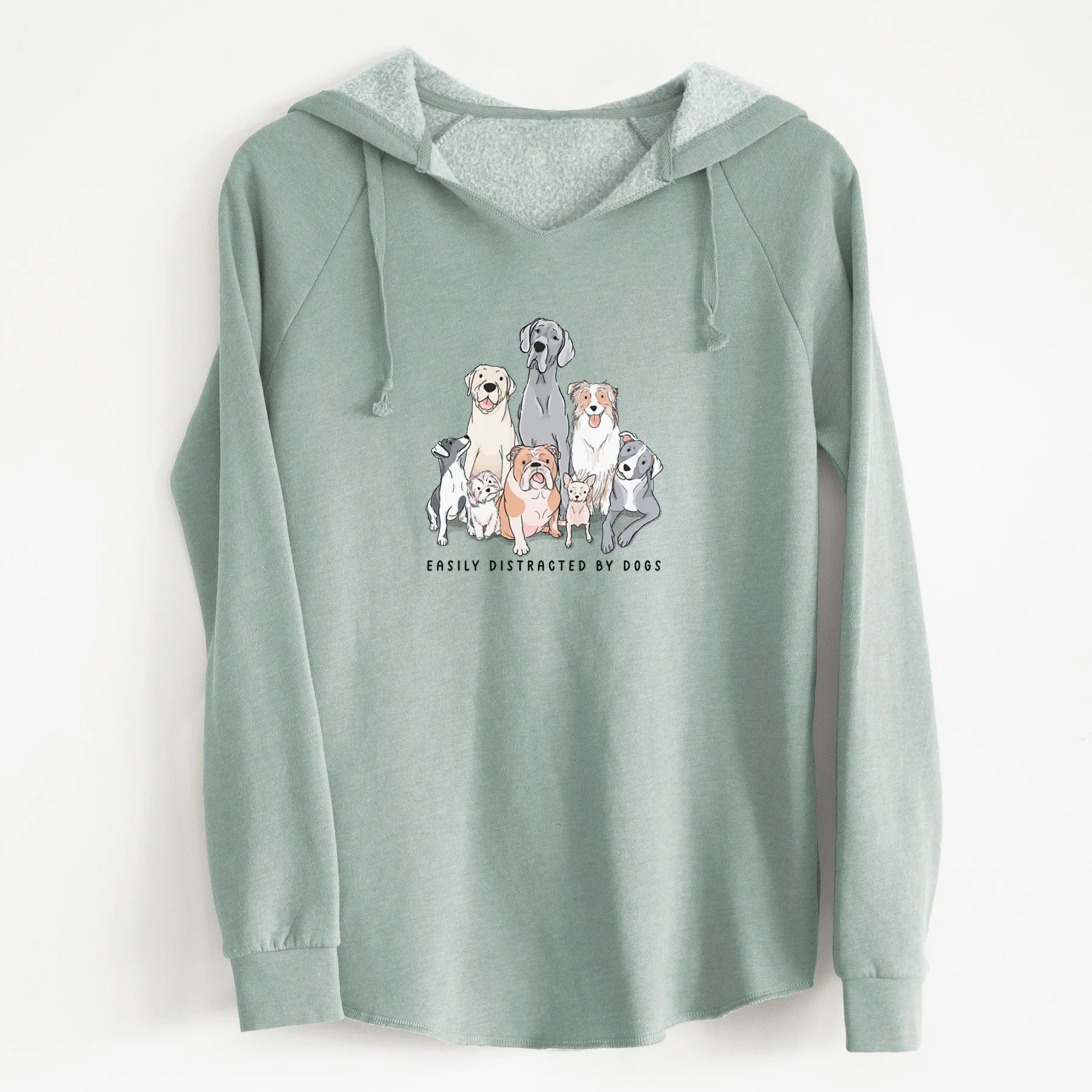 Vibrant Easily Distracted by Dogs - Cali Wave Hooded Sweatshirt - Image 6