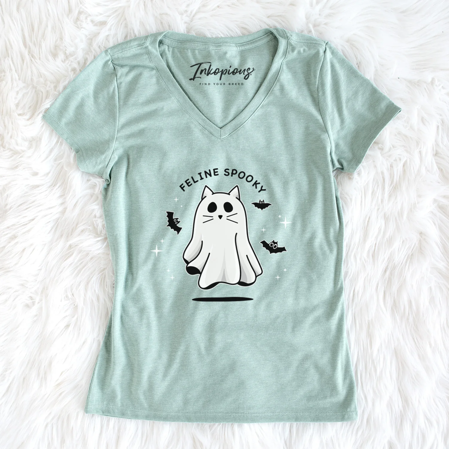 Vibrant Feline Spooky - Women's Perfect V-neck Shirt - Image 2