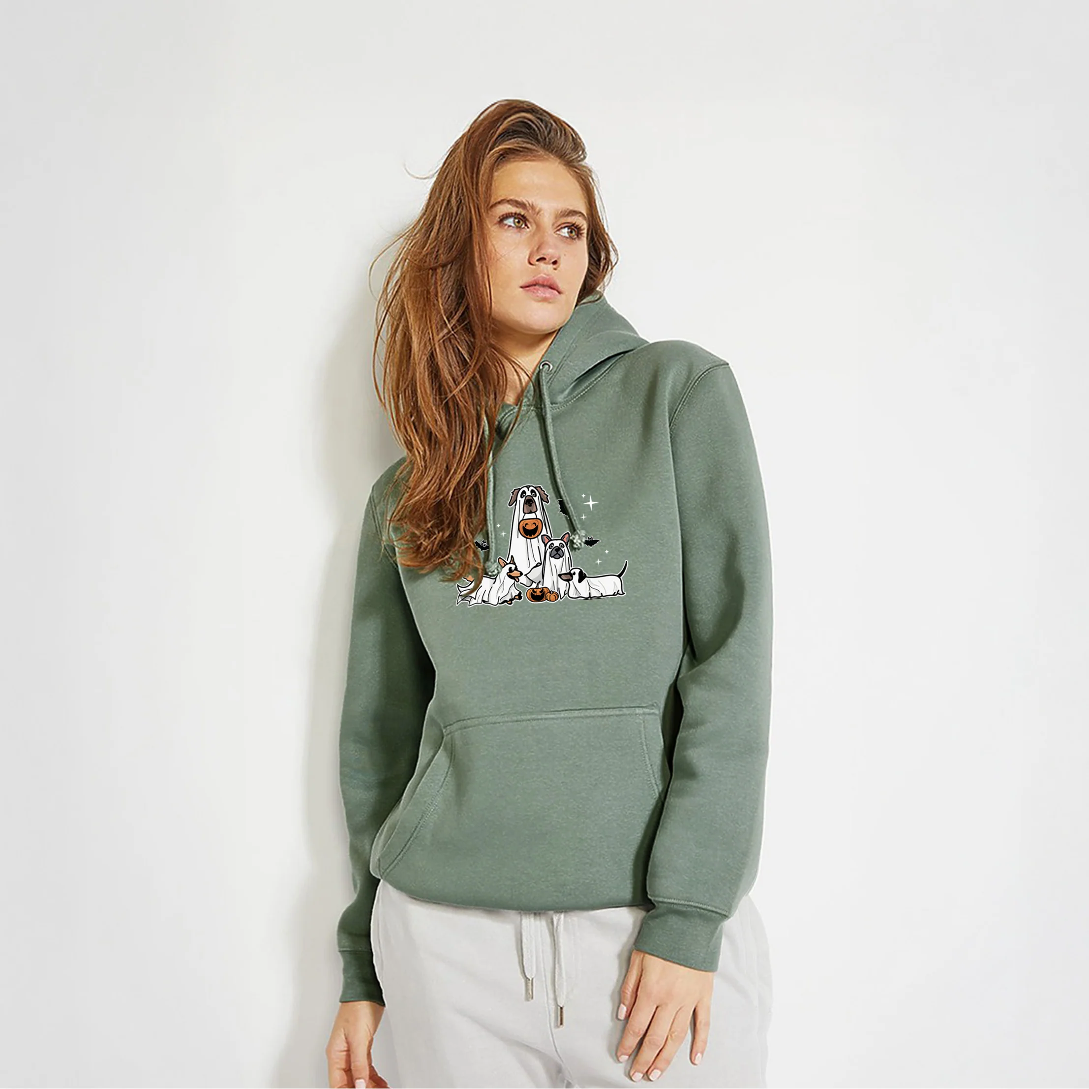 Vibrant Ghost Pups - Heavyweight Fleece Hoodie - Image 3