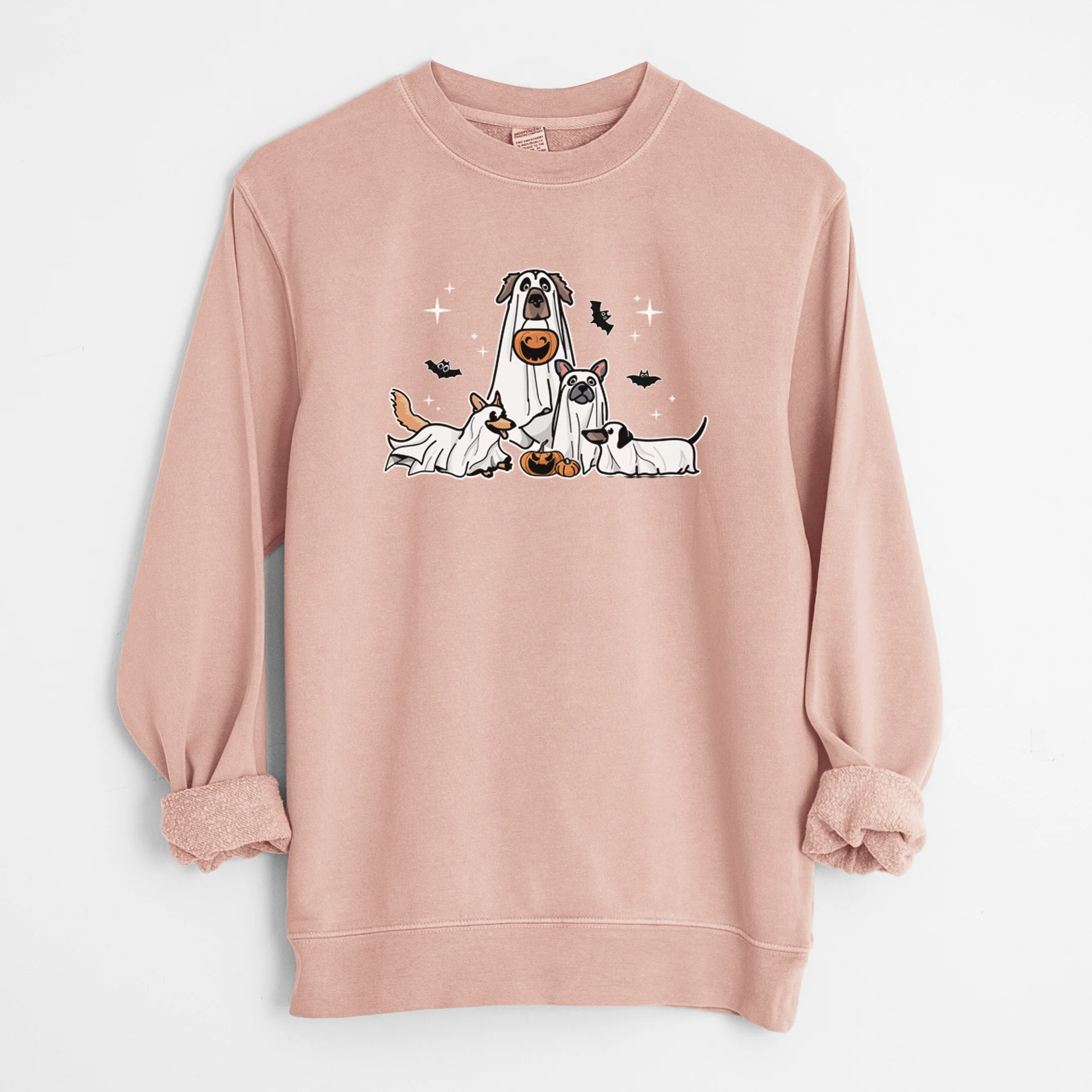 Vibrant Ghost Pups - Unisex Pigment Dyed Crew Sweatshirt - Image 7