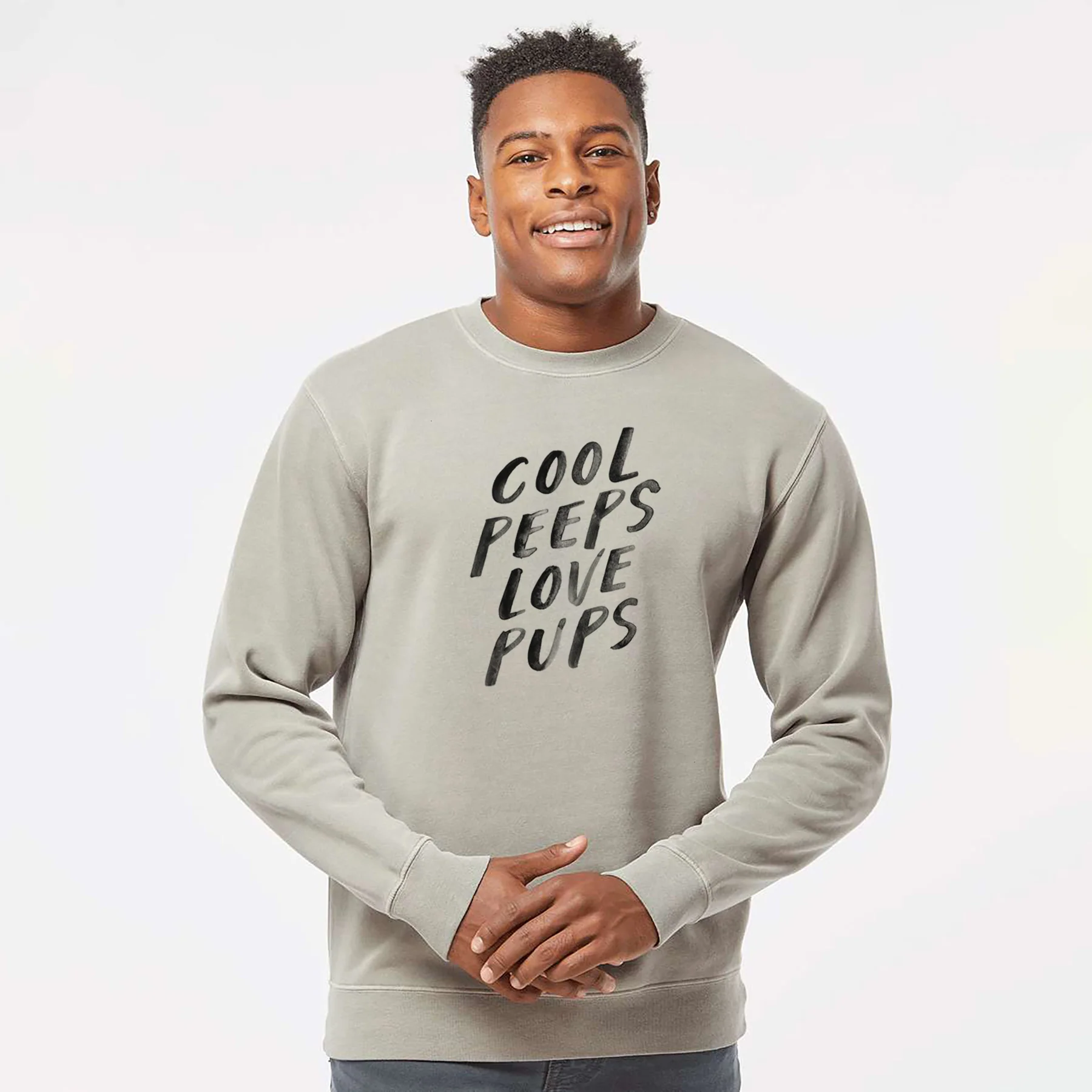 Cool Peeps Love Pups - Unisex Pigment Dyed Crew Sweatshirt - Image 5