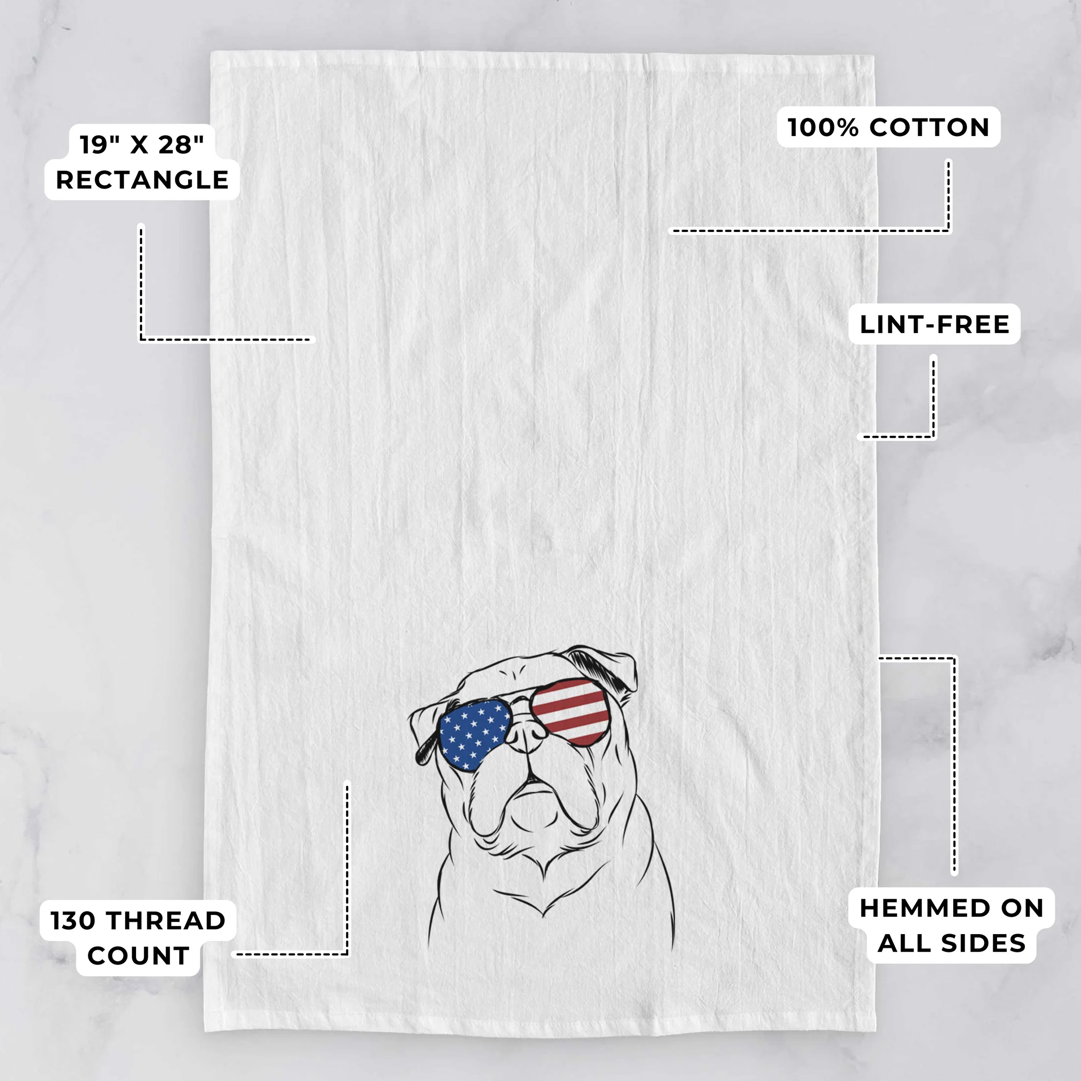 Darling Chloe the Pug Tea Towel - Image 2
