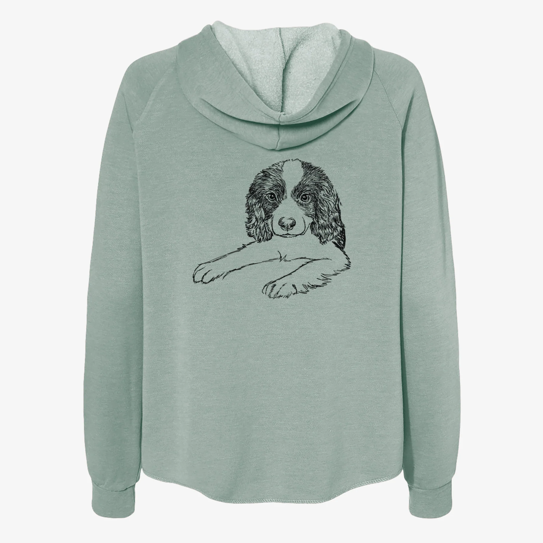 Doodled Bandit the English Springer Spaniel Puppy - Women's Cali Wave Zip-Up Sweatshirt - Image 4
