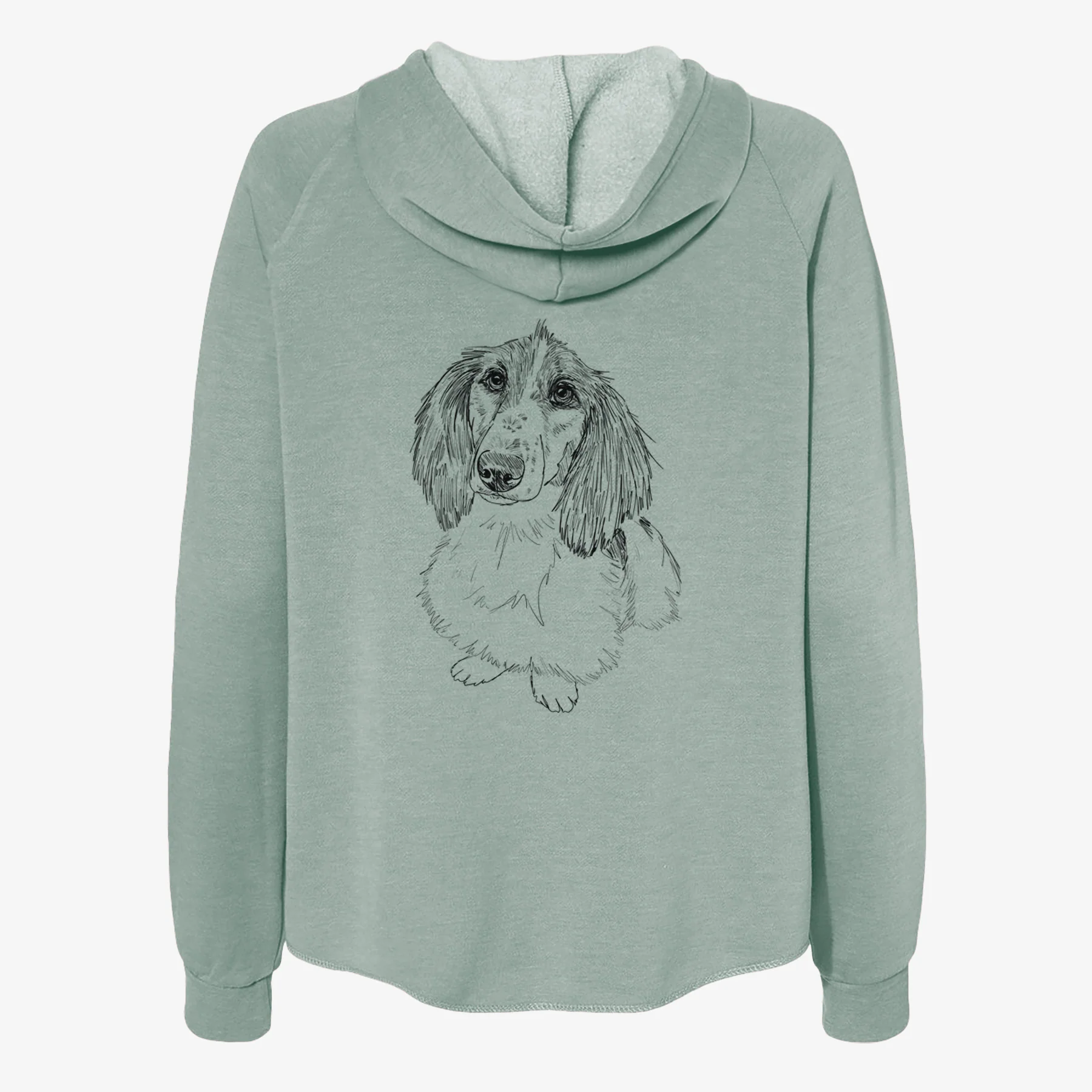 Doodled Bella the Long Haired Dachshund - Women's Cali Wave Zip-Up Sweatshirt - Image 4