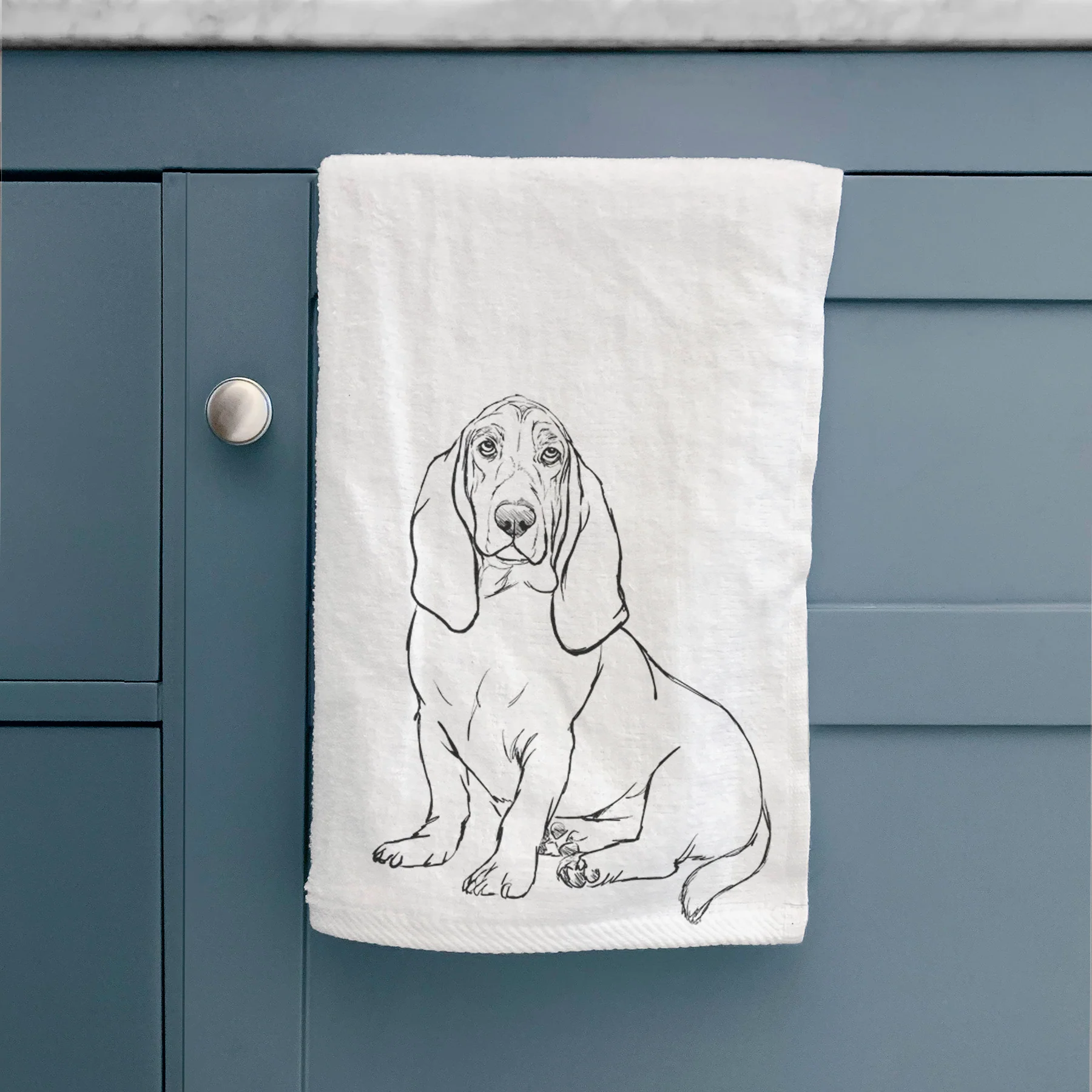 Doodled Blueberry the Basset Hound Premium Hand Towel - Image 2