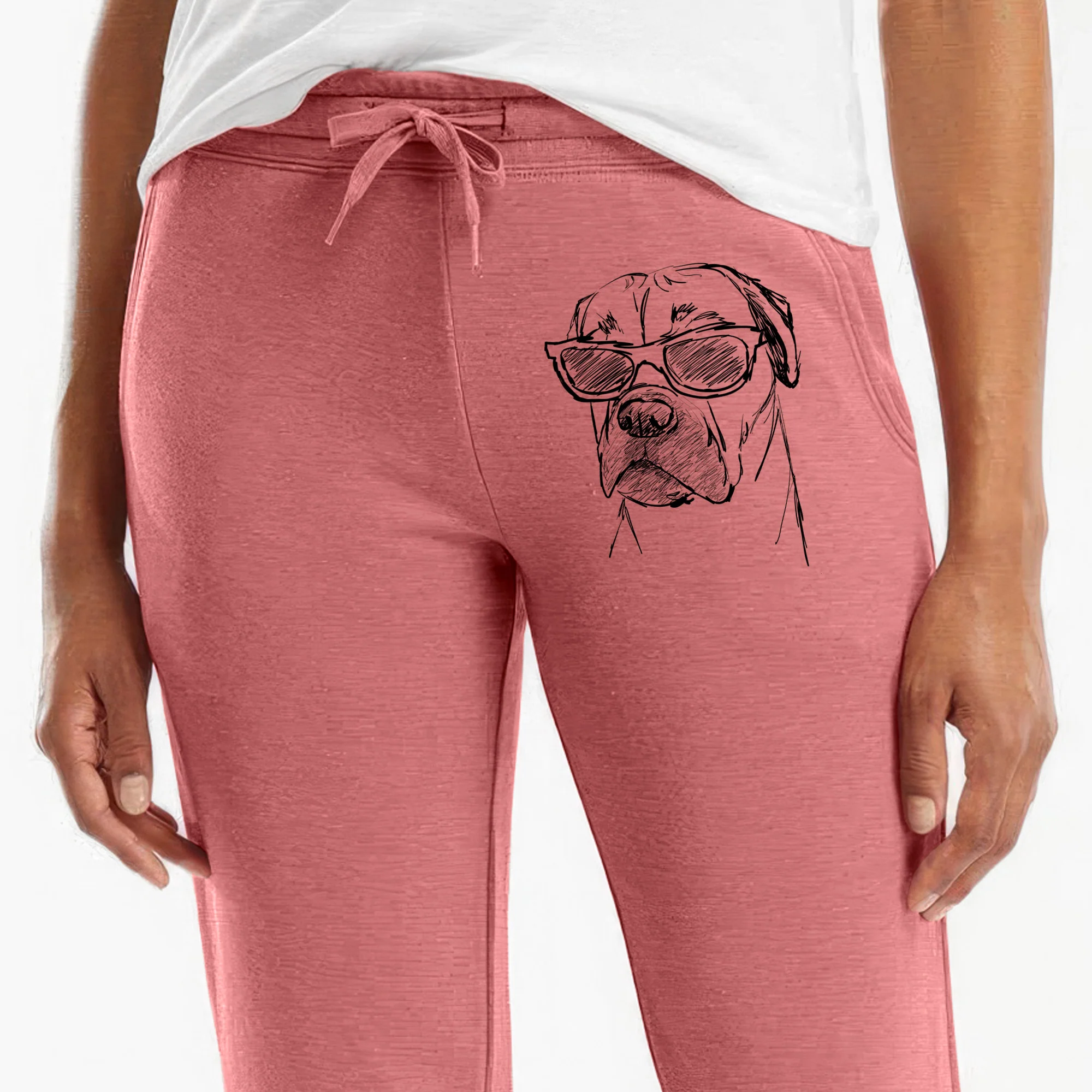 Doodled Bob the Boxer Mastiff Mix - Women's Cali Wave Joggers - Image 6