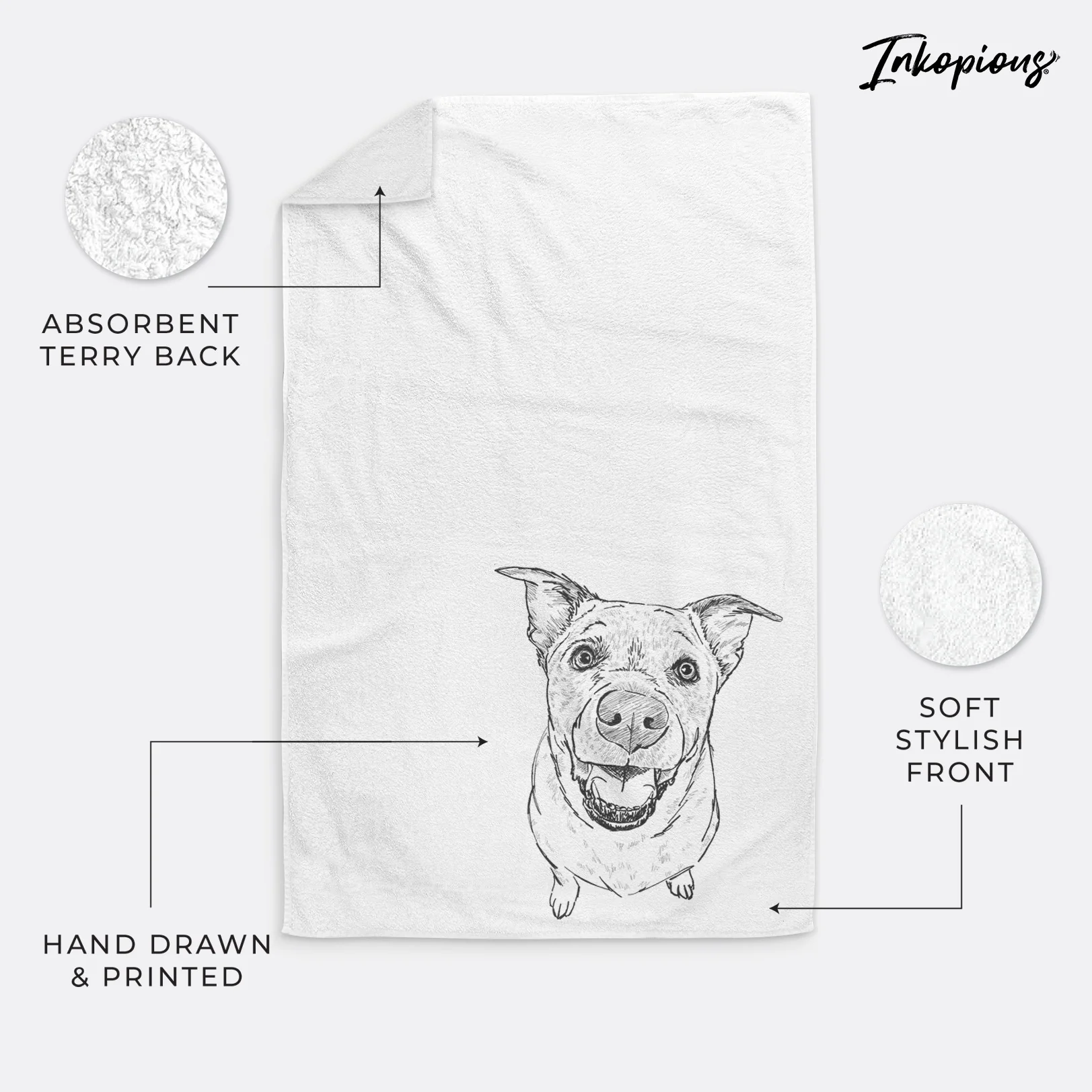 Doodled Boulder the Boxer/Heeler/Corgi Decorative Hand Towel - Image 3