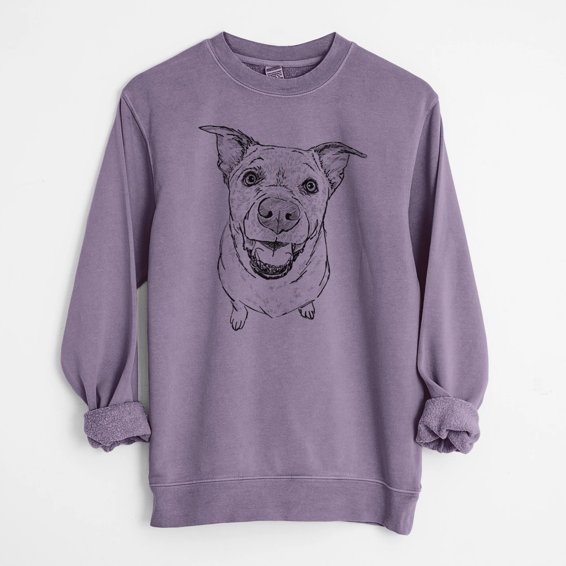 Doodled Boulder the Boxer/Heeler/Corgi - Unisex Pigment Dyed Crew Sweatshirt - Image 9