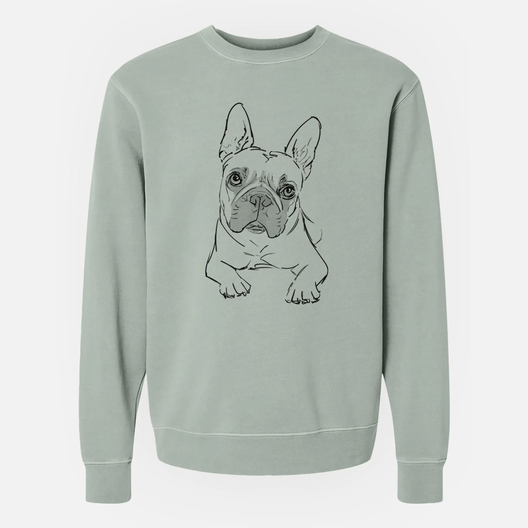 Doodled Buster the French Bulldog - Unisex Pigment Dyed Crew Sweatshirt - Image 5