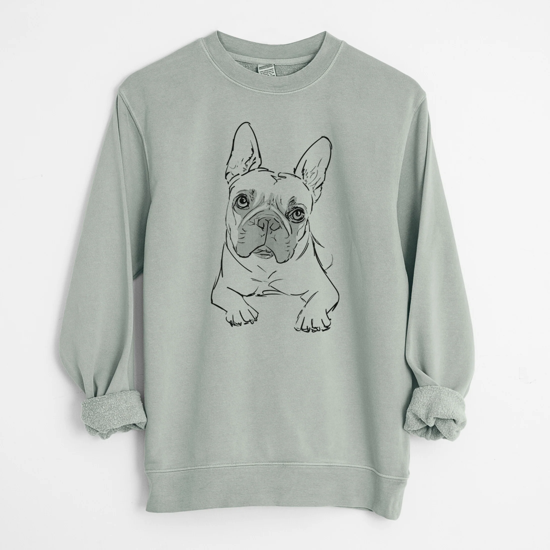 Doodled Buster the French Bulldog - Unisex Pigment Dyed Crew Sweatshirt - Image 7