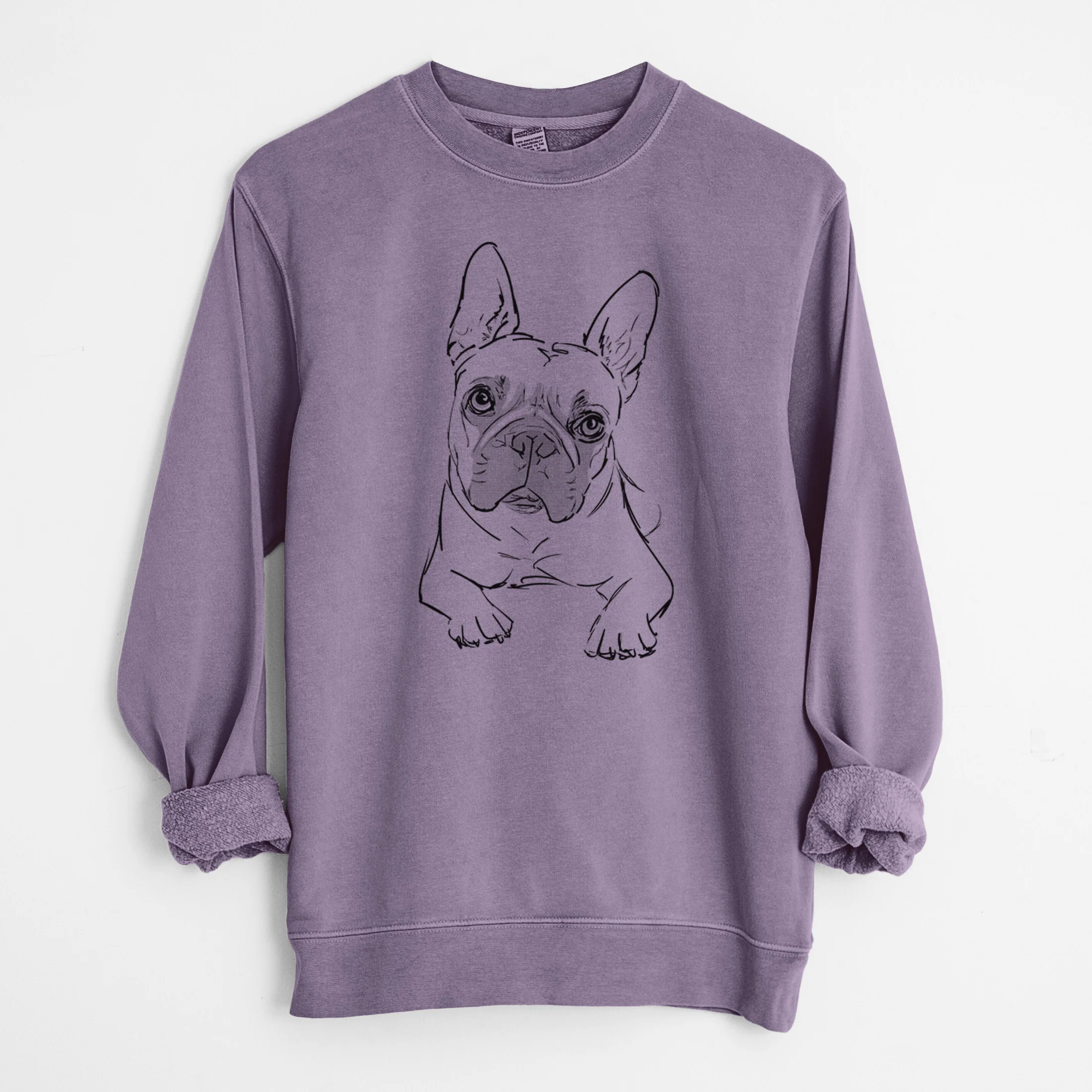 Doodled Buster the French Bulldog - Unisex Pigment Dyed Crew Sweatshirt - Image 8