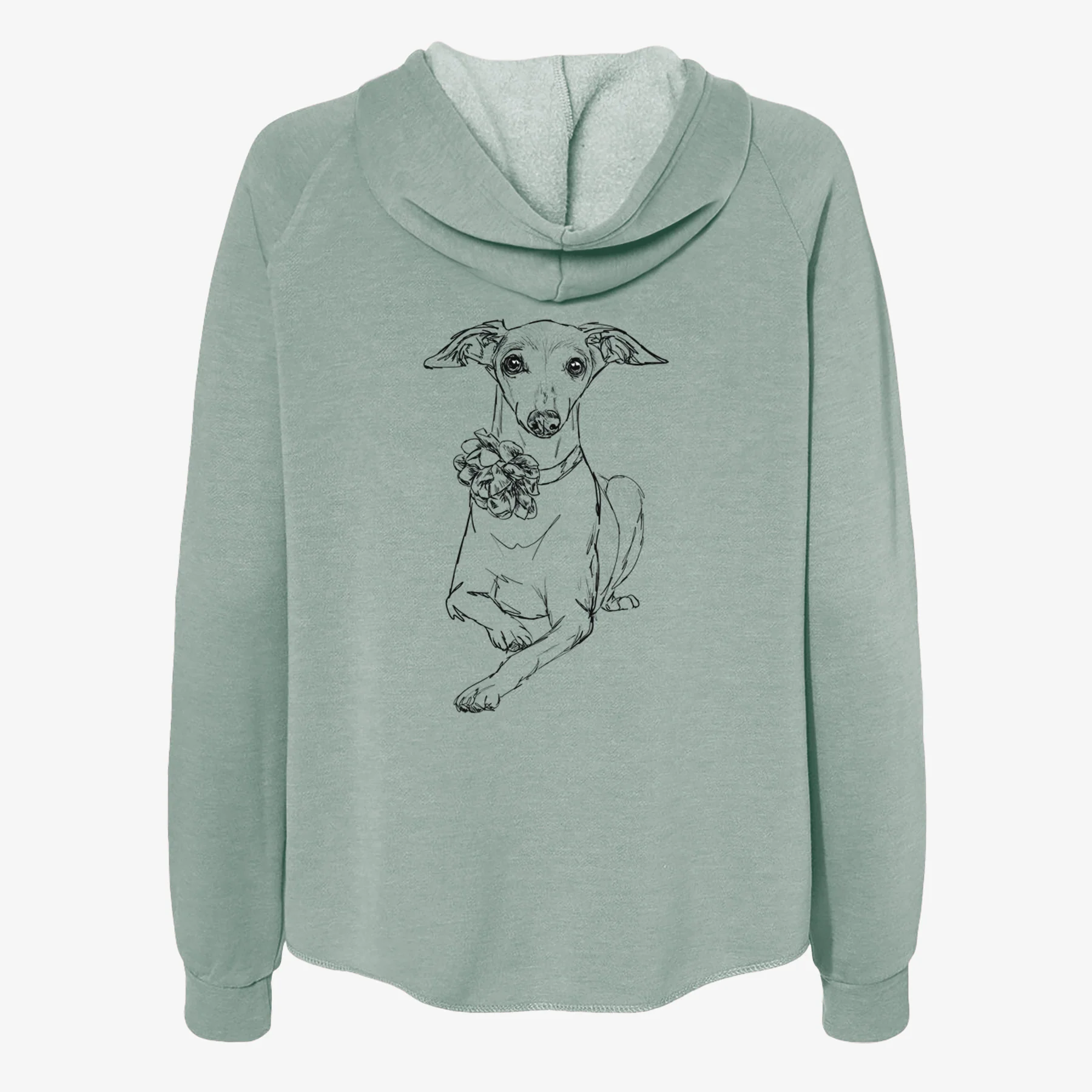 Doodled Cashie the Italian Greyhound - Women's Cali Wave Zip-Up Sweatshirt - Image 4