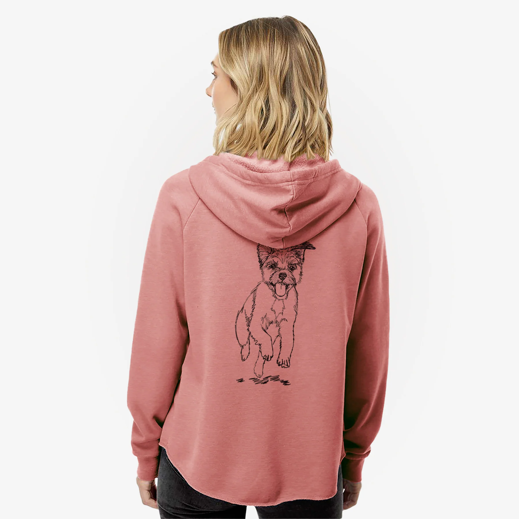Doodled Elvin the Border Terrier - Women's Cali Wave Zip-Up Sweatshirt - Image 5