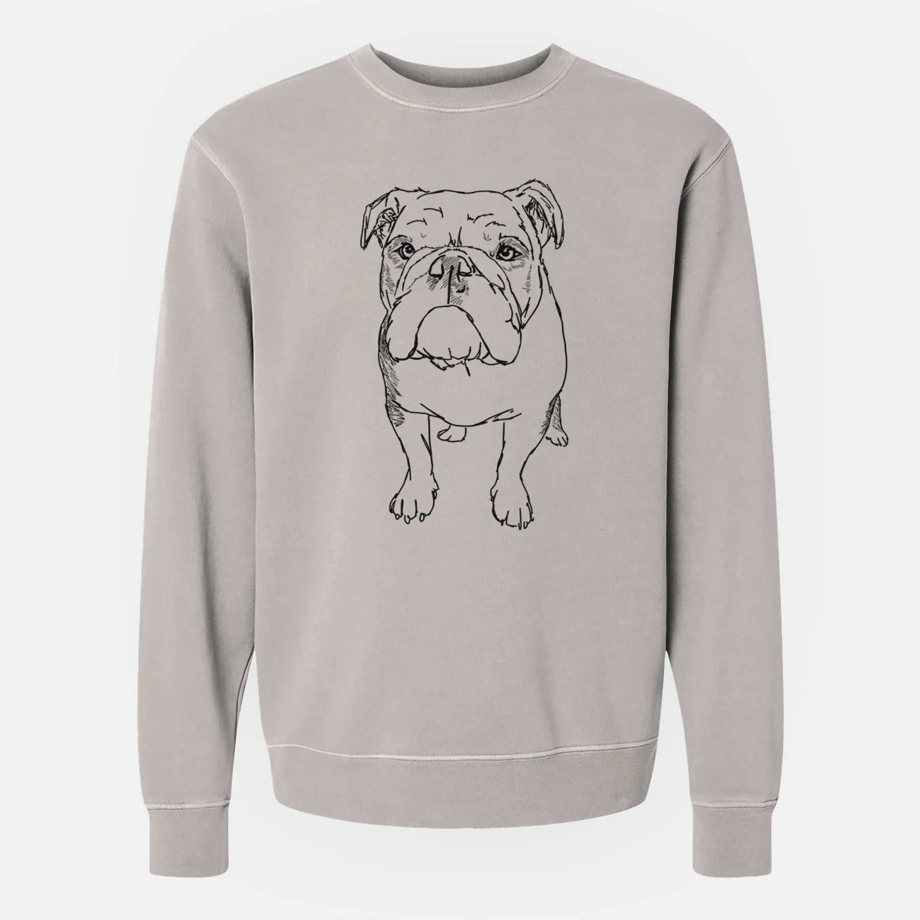 Doodled Henry the English Bulldog - Unisex Pigment Dyed Crew Sweatshirt - Image 2
