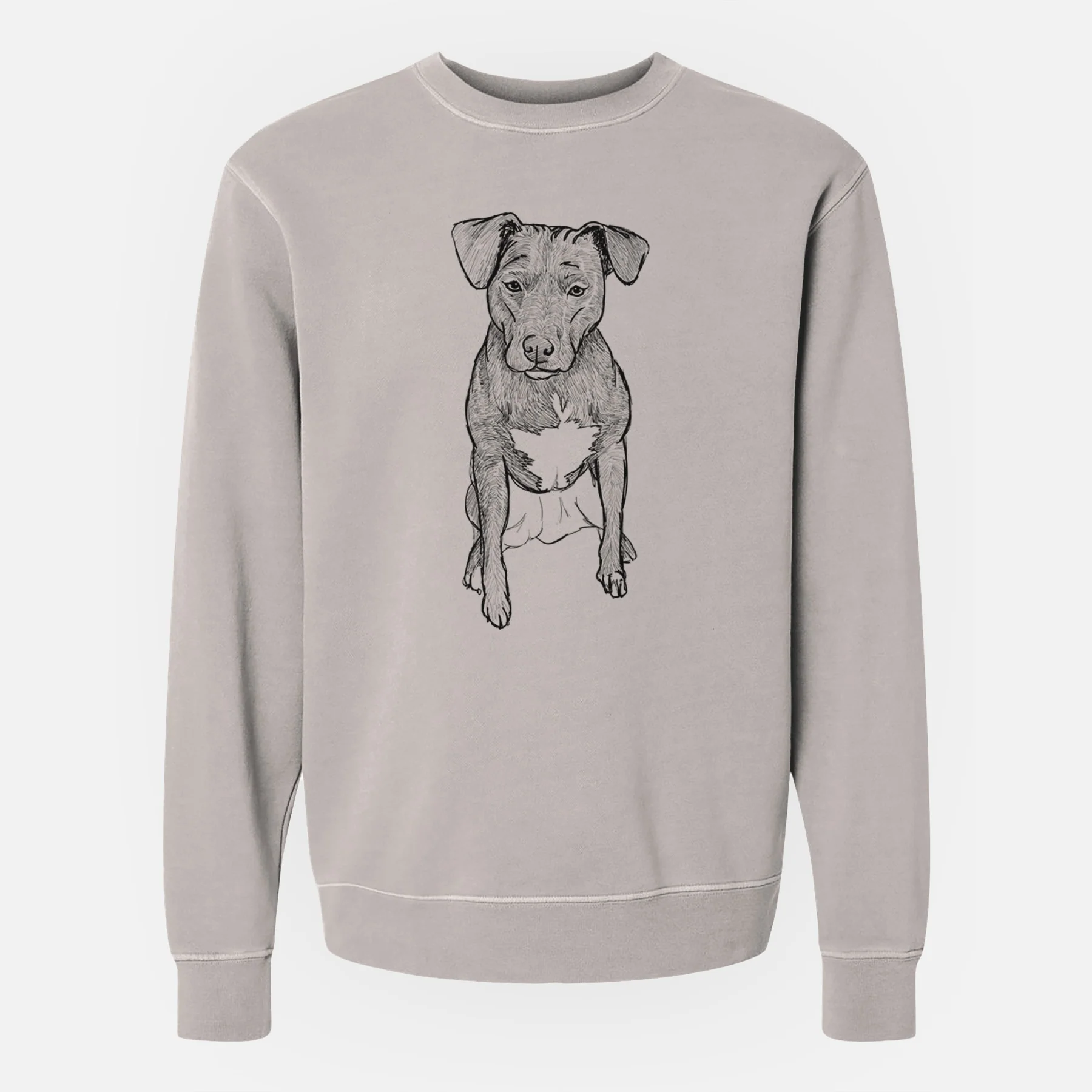 Doodled Kinley the Pitbull Mix - Unisex Pigment Dyed Crew Sweatshirt - Image 2