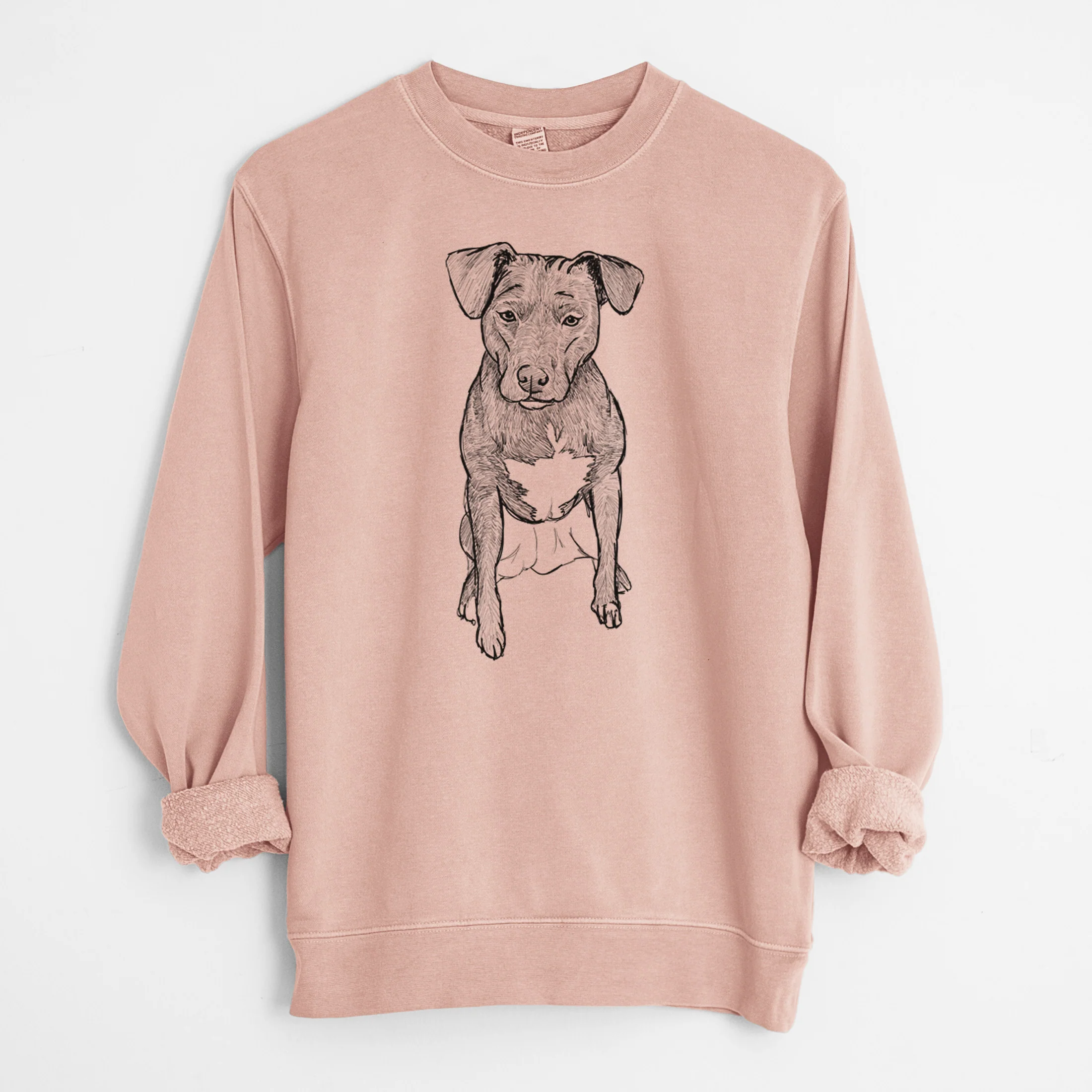 Doodled Kinley the Pitbull Mix - Unisex Pigment Dyed Crew Sweatshirt - Image 6
