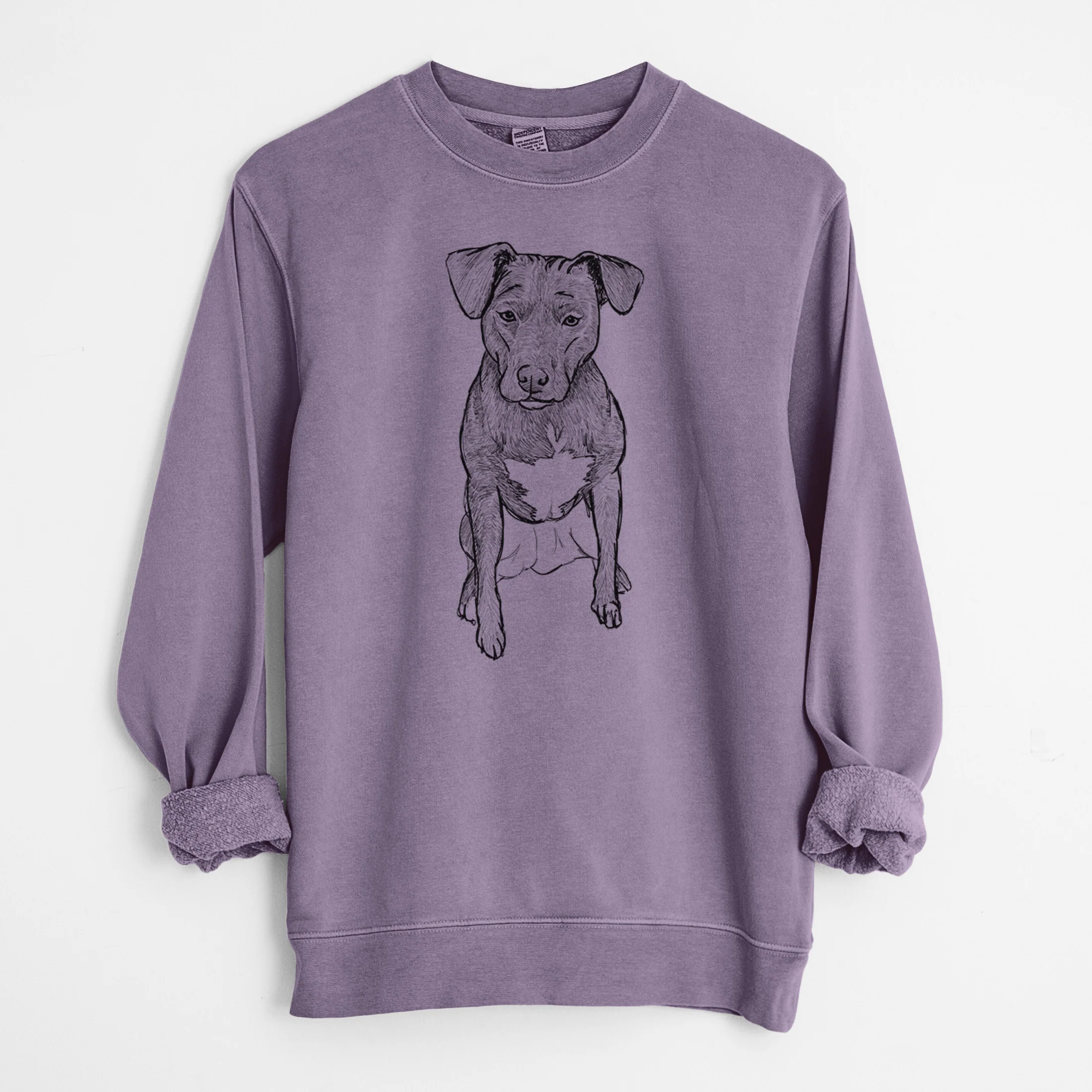 Doodled Kinley the Pitbull Mix - Unisex Pigment Dyed Crew Sweatshirt - Image 9
