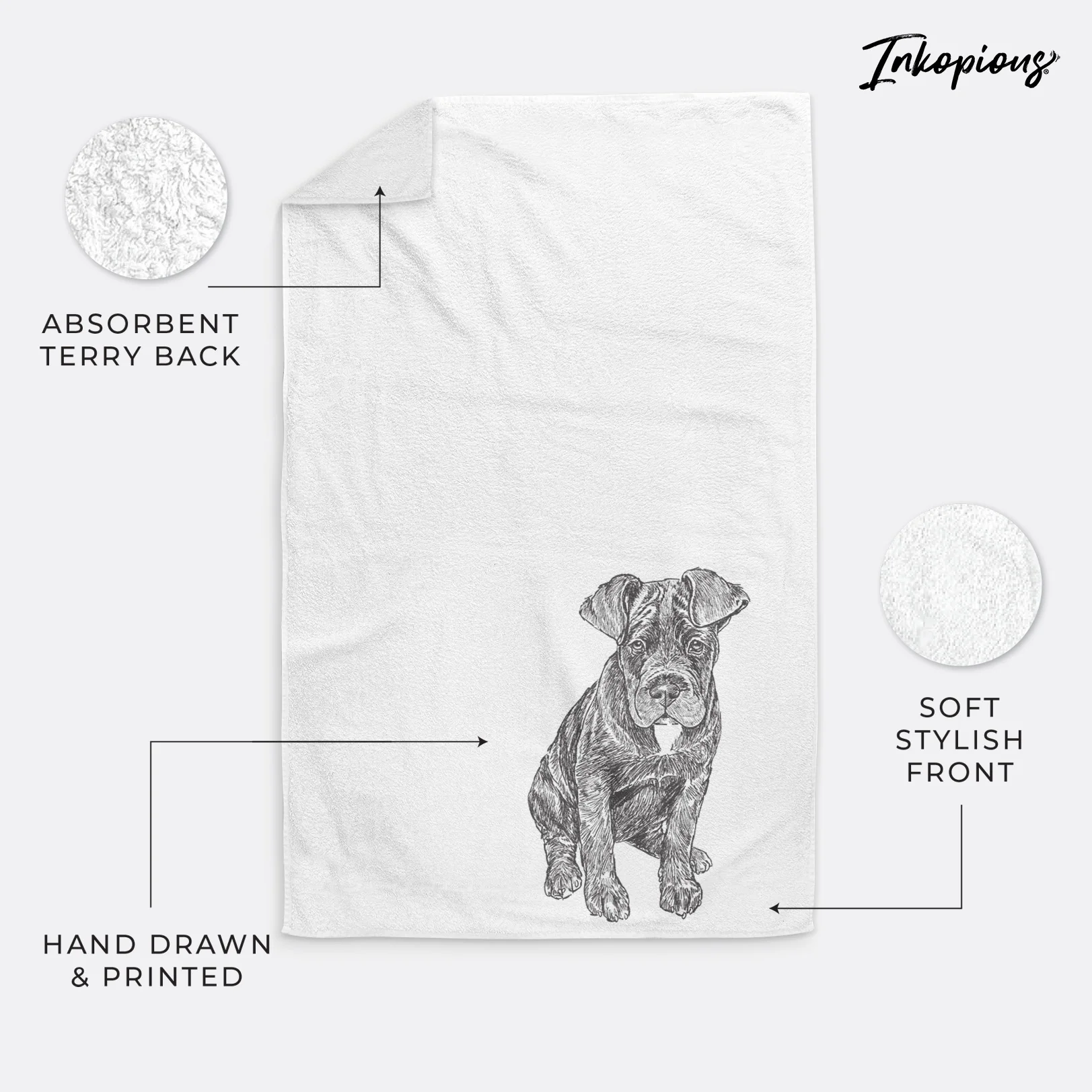 Doodled Kona the Cane Corso Decorative Hand Towel - Image 3
