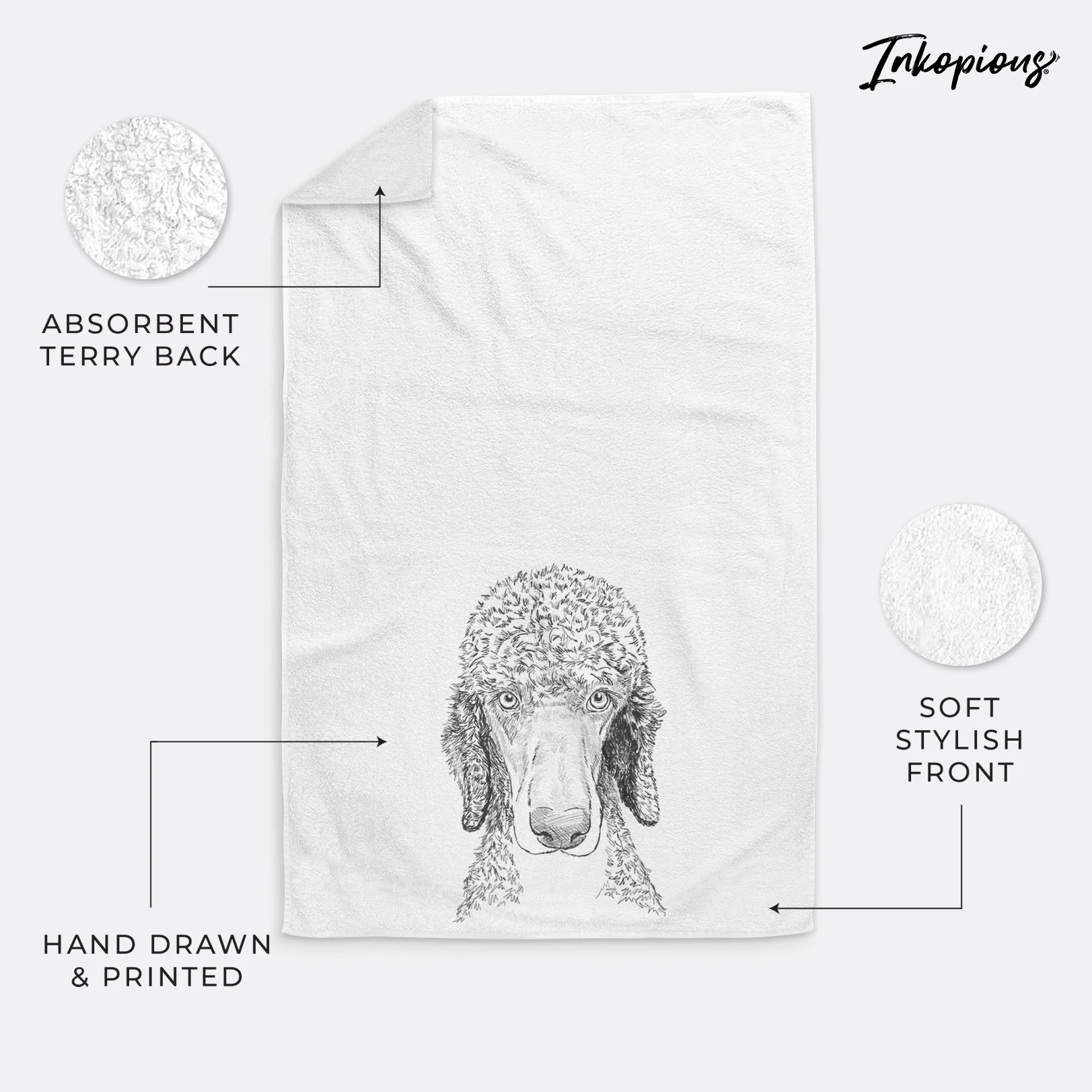 Doodled Kona the Poodle Decorative Hand Towel - Image 6