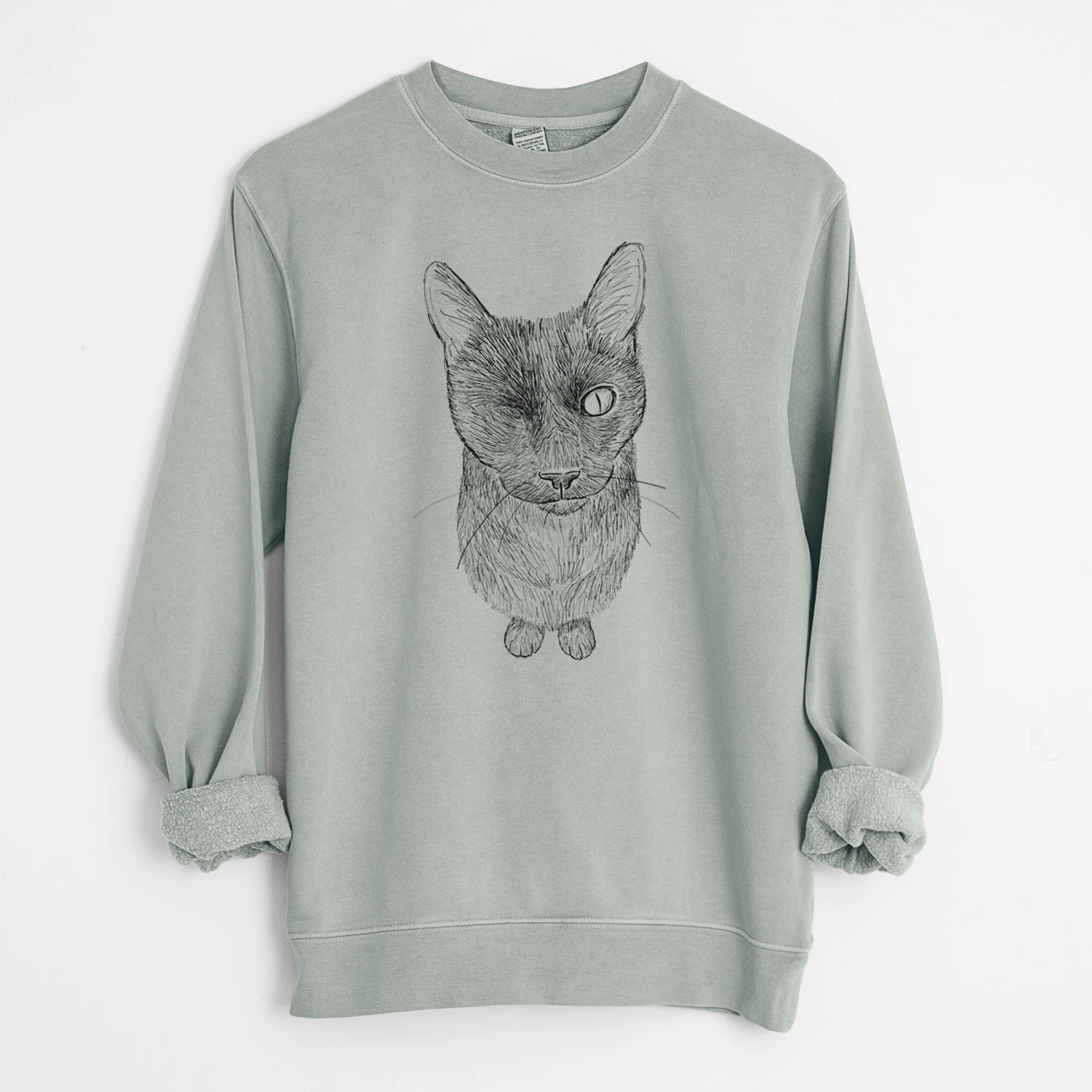 Doodled Marley the Black Cat - Unisex Pigment Dyed Crew Sweatshirt - Image 7