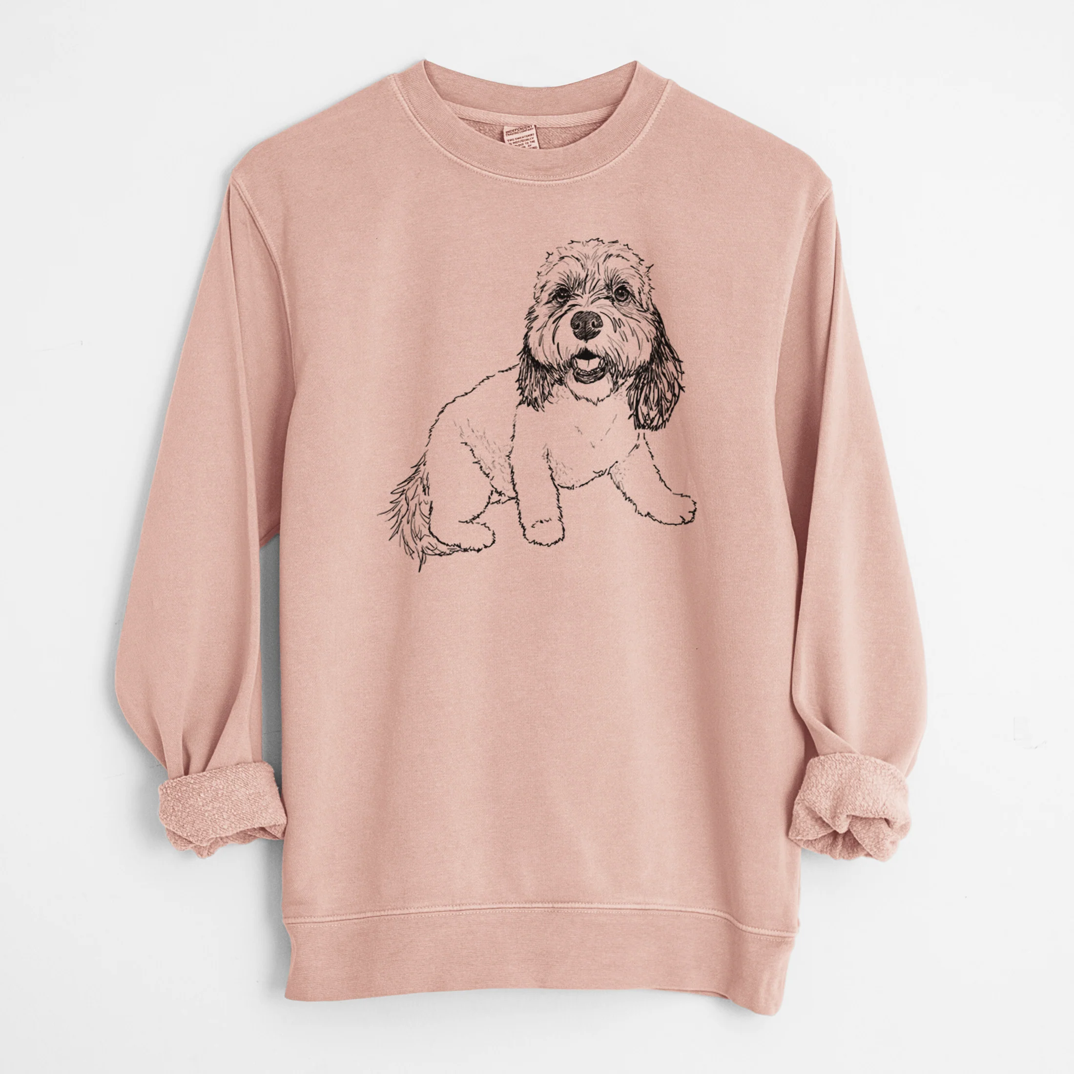 Doodled Max the Cavanese - Unisex Pigment Dyed Crew Sweatshirt - Image 6
