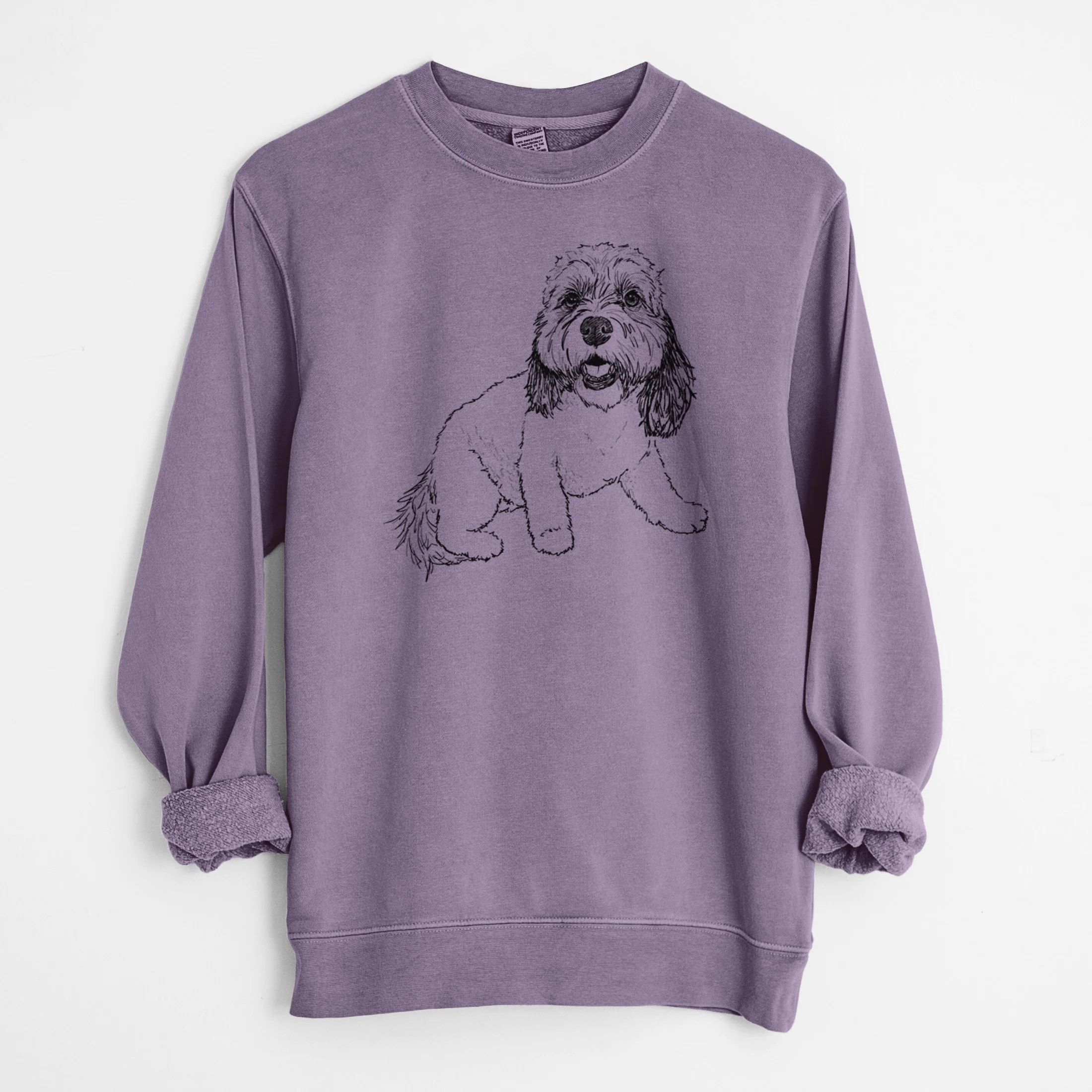 Doodled Max the Cavanese - Unisex Pigment Dyed Crew Sweatshirt - Image 9