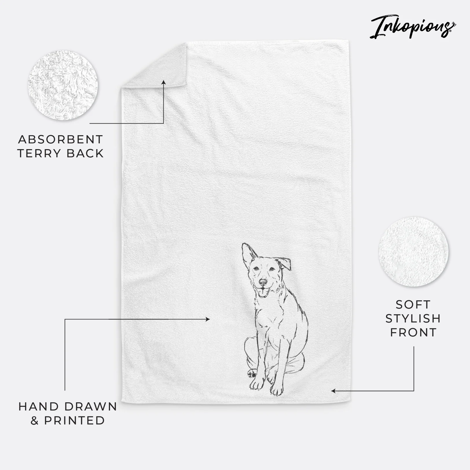 Doodled Mendel the Mixed Breed Decorative Hand Towel - Image 3