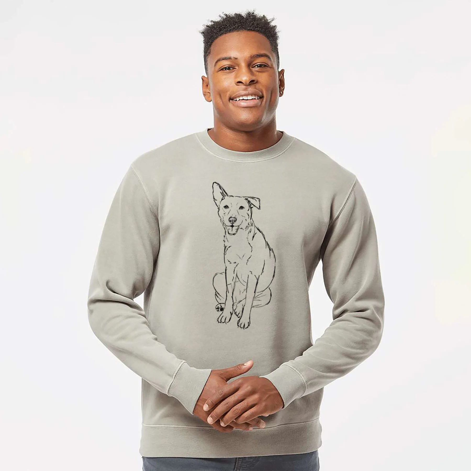 Doodled Mendel the Mixed Breed - Unisex Pigment Dyed Crew Sweatshirt - Image 4