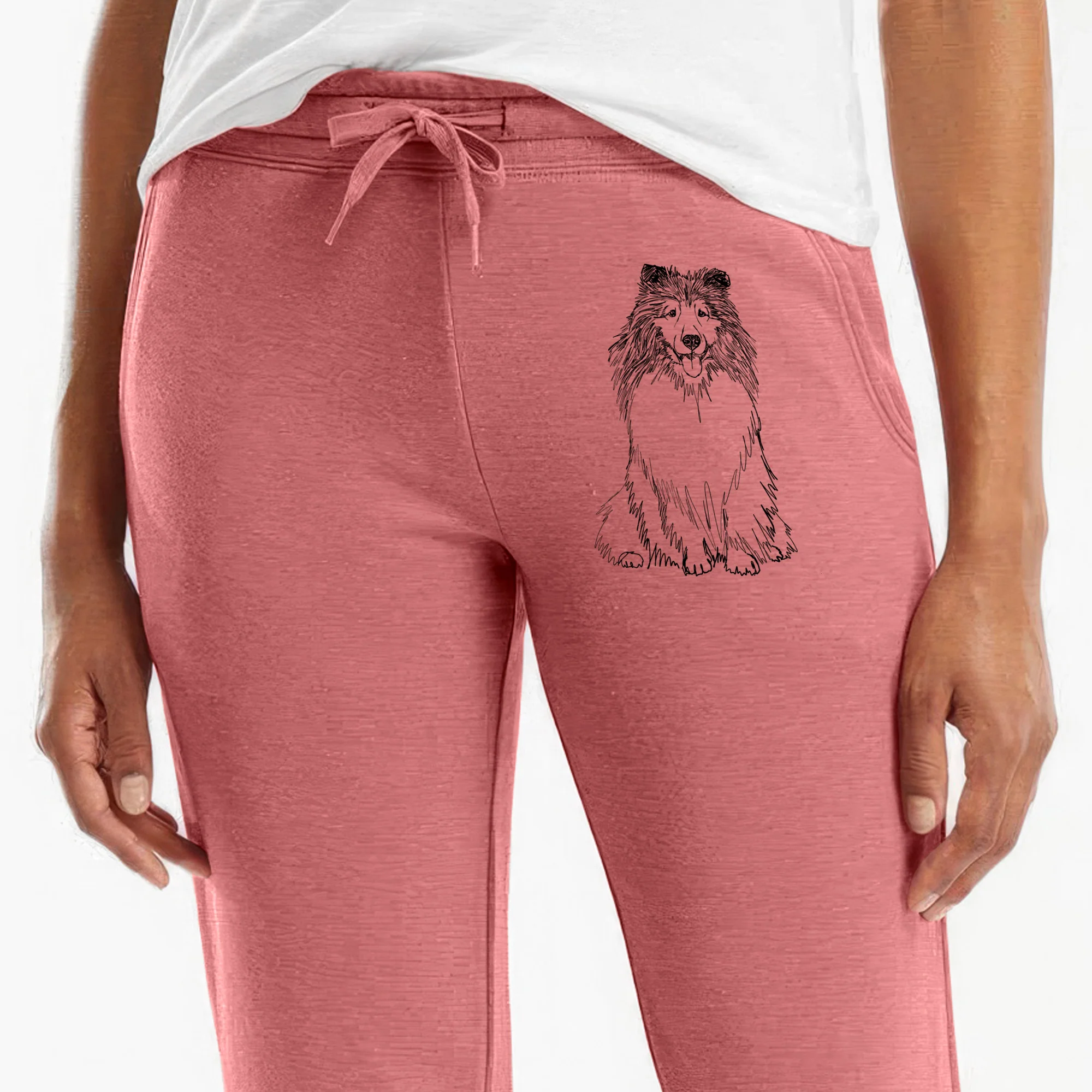Doodled Monroe the Shetland Sheepdog - Women's Cali Wave Joggers - Image 6