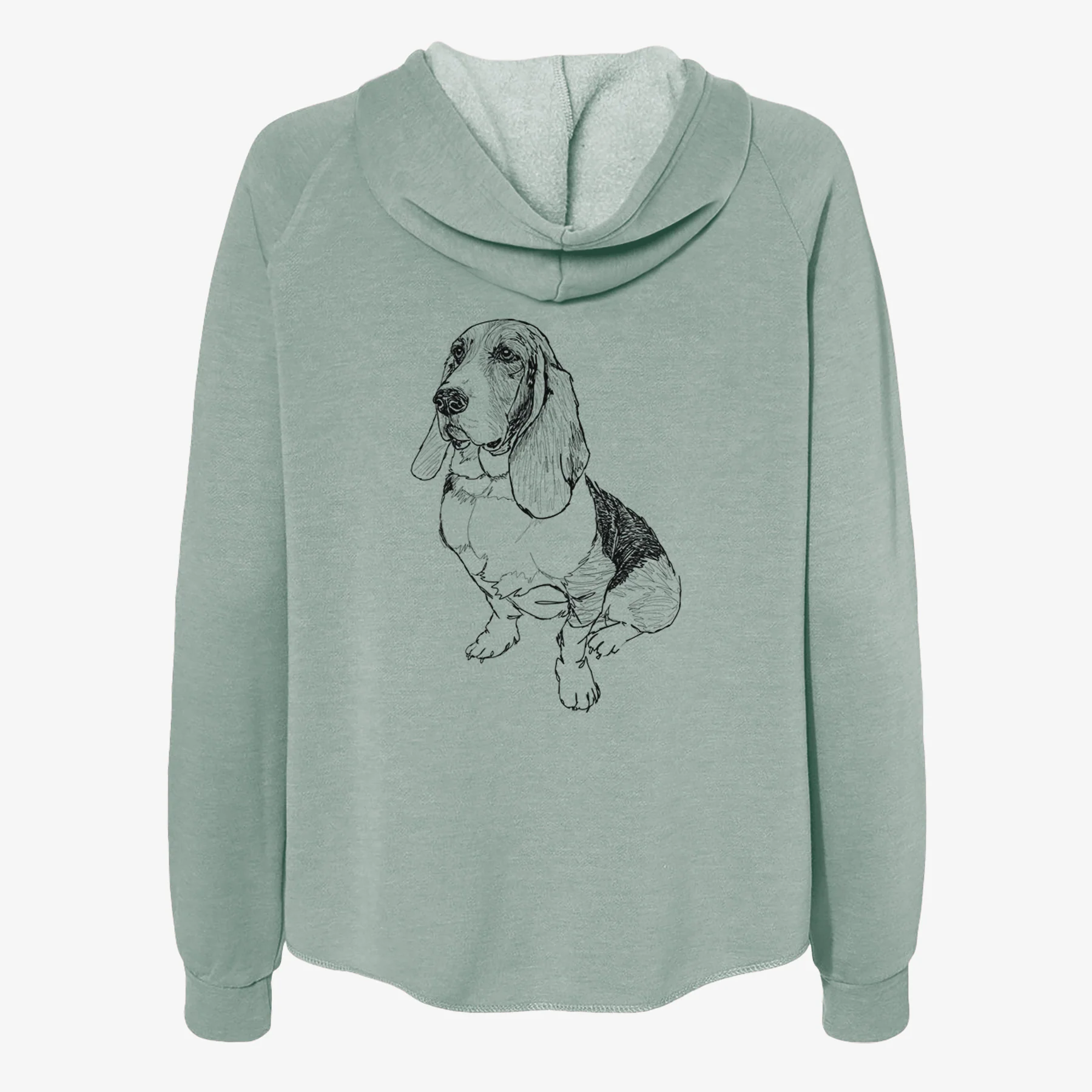 Doodled Pearl the Basset Hound - Women's Cali Wave Zip-Up Sweatshirt - Image 4
