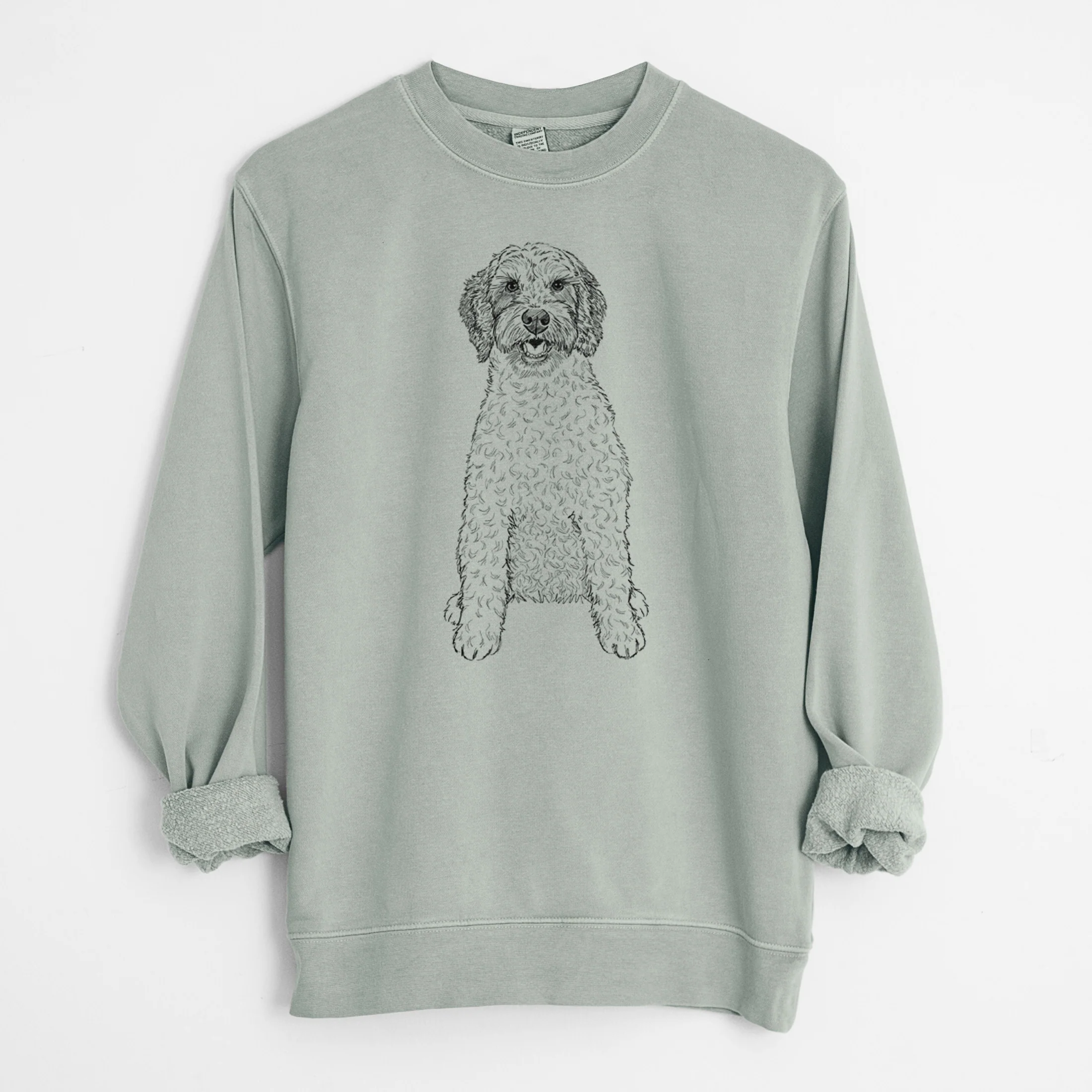 Doodled Penny the Mini Australian Labradoodle - Unisex Pigment Dyed Crew Sweatshirt - Image 7