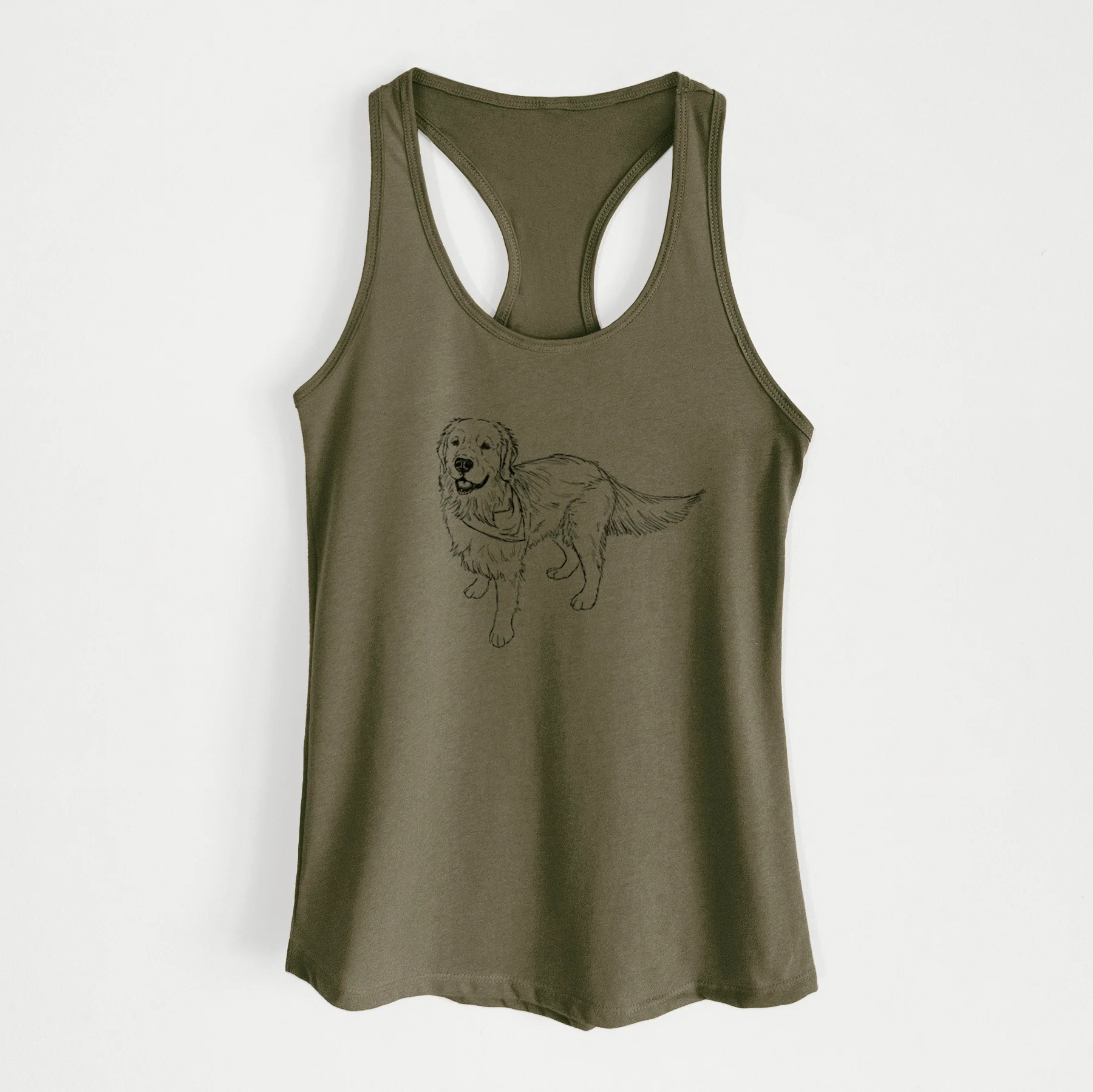 Doodled Reggie the Golden Retriever - Women's Racerback Tanktop - Image 5