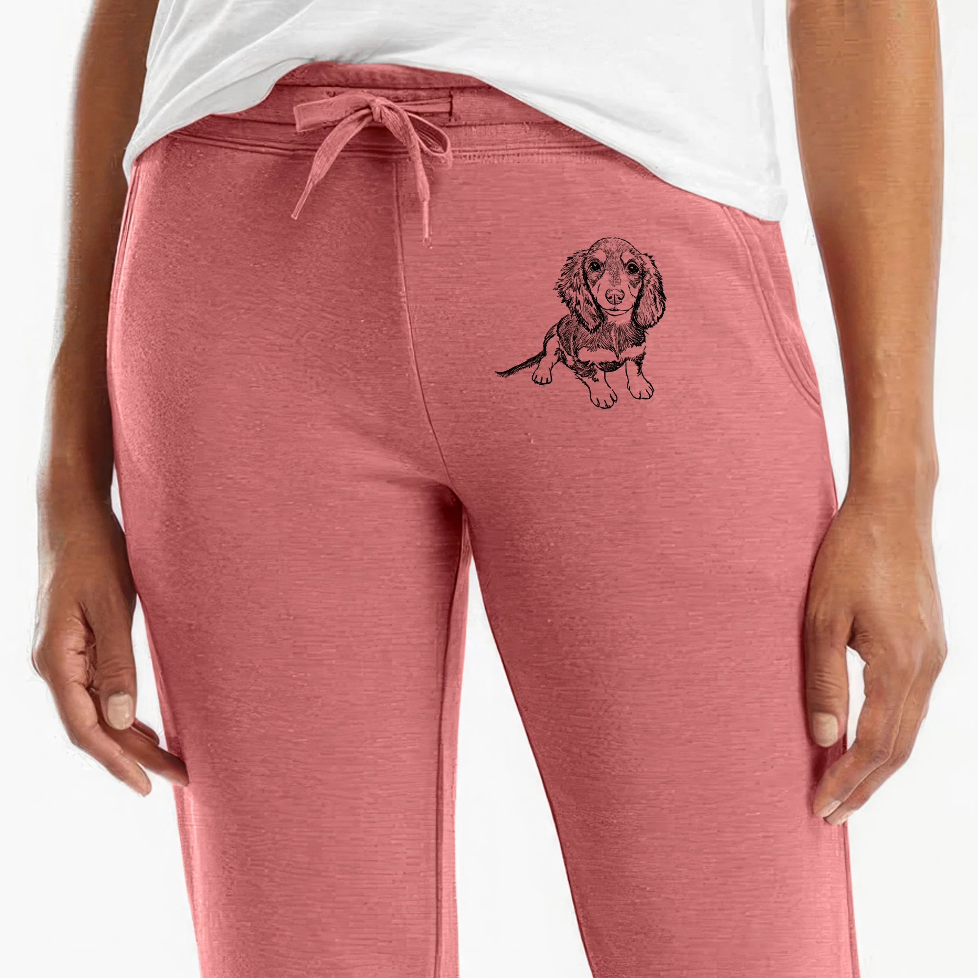 Doodled Reggie the Mini Dachshund - Women's Cali Wave Joggers - Image 6