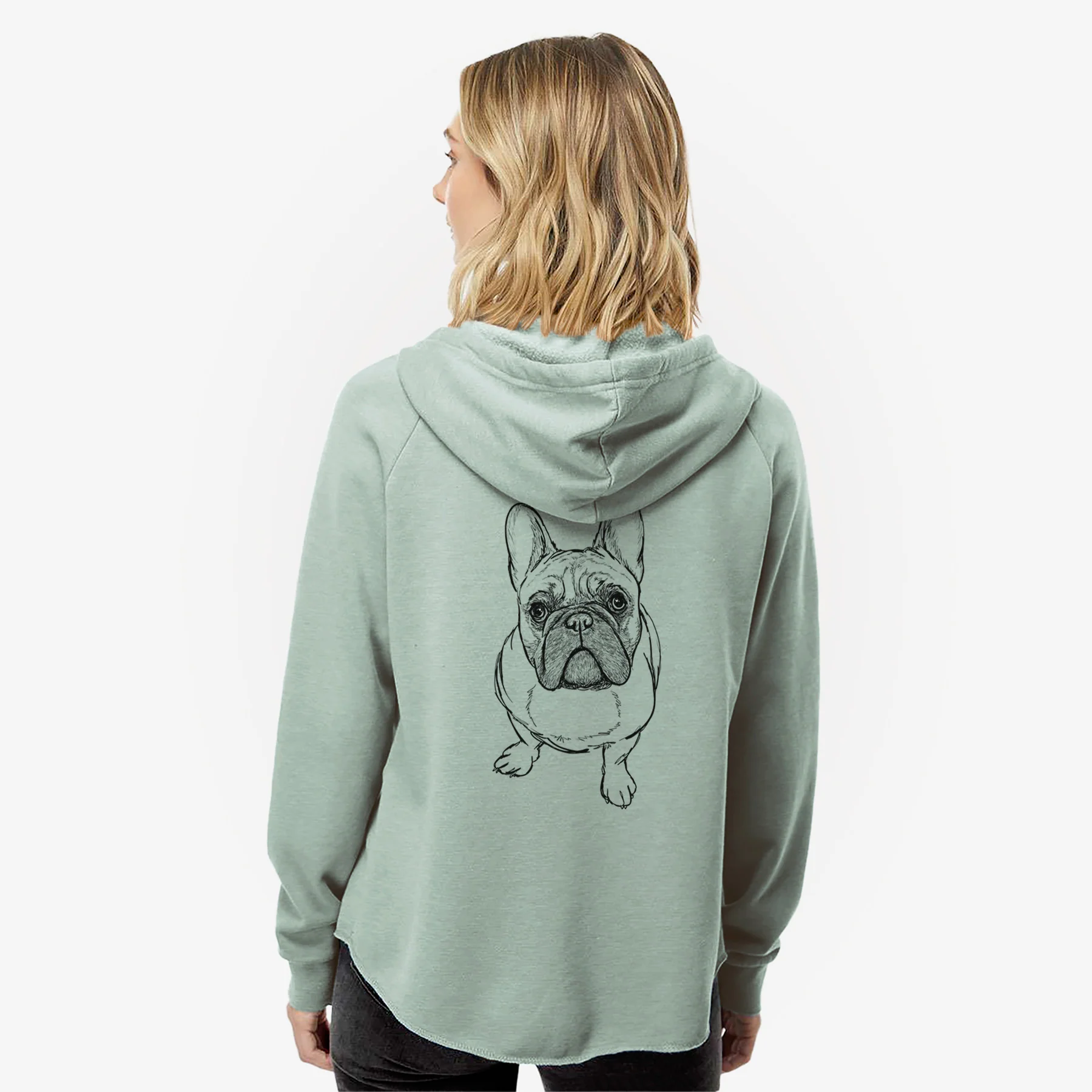 Doodled River the French Bulldog - Women's Cali Wave Zip-Up Sweatshirt - Image 2