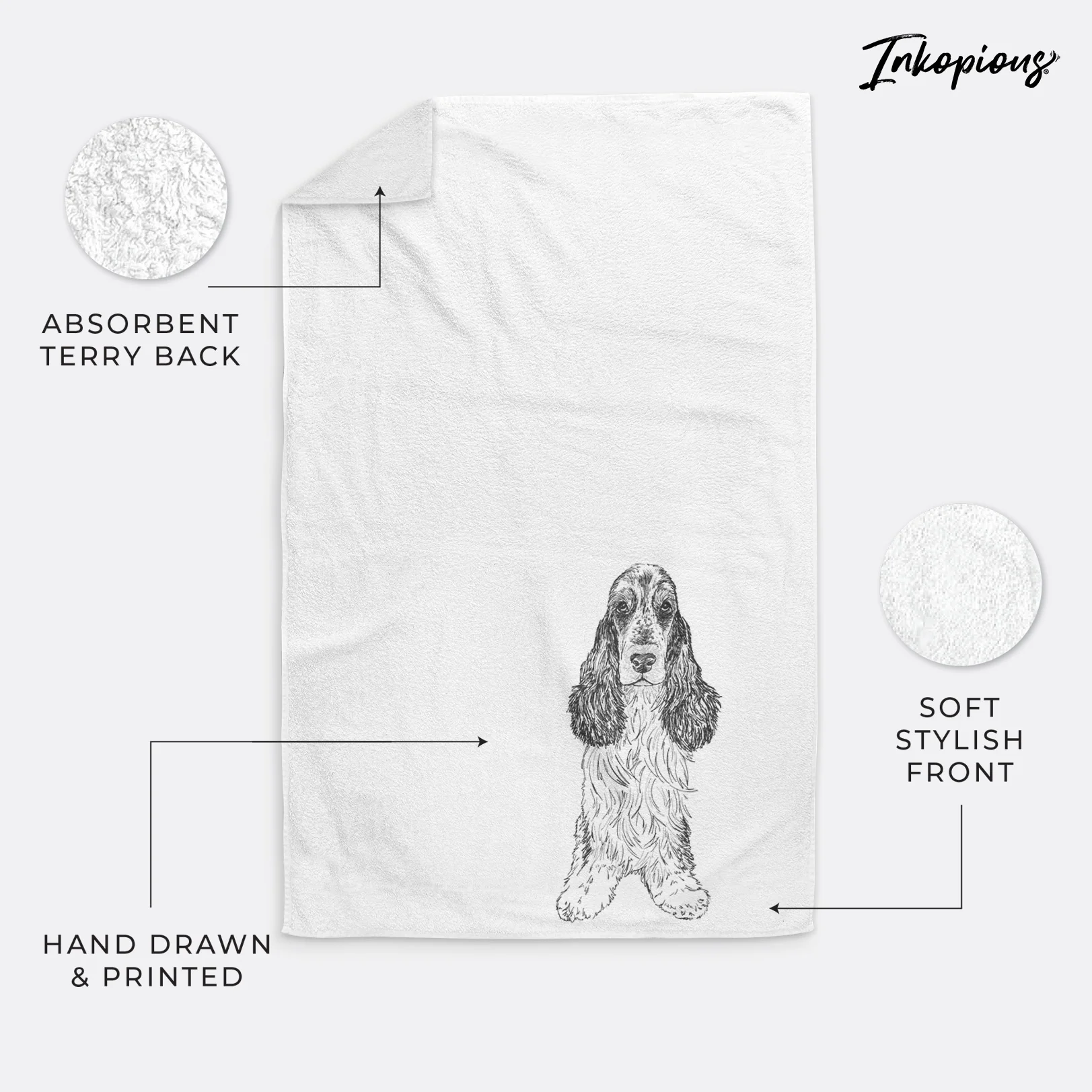 Doodled Rupert the Cocker Spaniel Decorative Hand Towel - Image 4