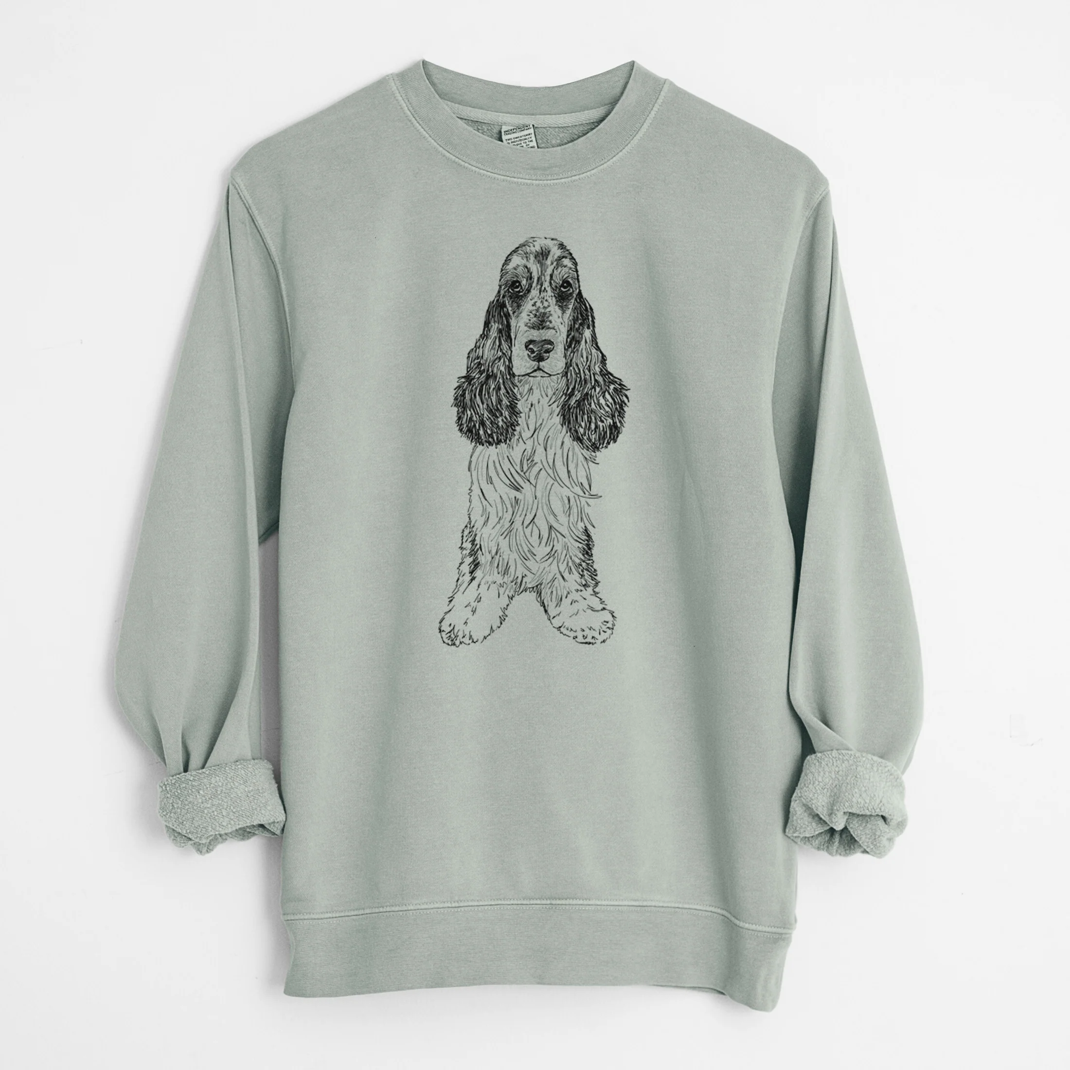 Doodled Rupert the Cocker Spaniel - Unisex Pigment Dyed Crew Sweatshirt - Image 7