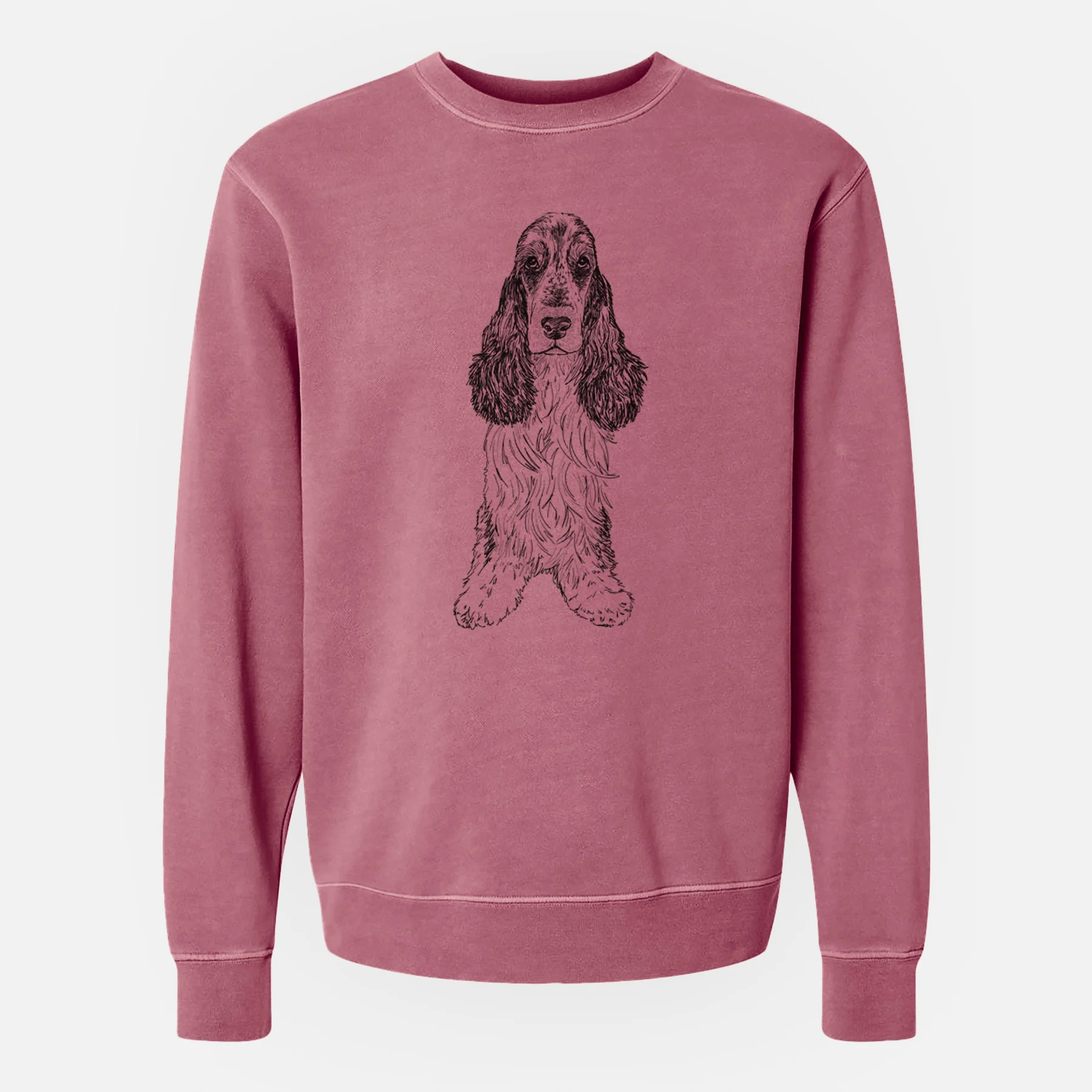 Doodled Rupert the Cocker Spaniel - Unisex Pigment Dyed Crew Sweatshirt - Image 8