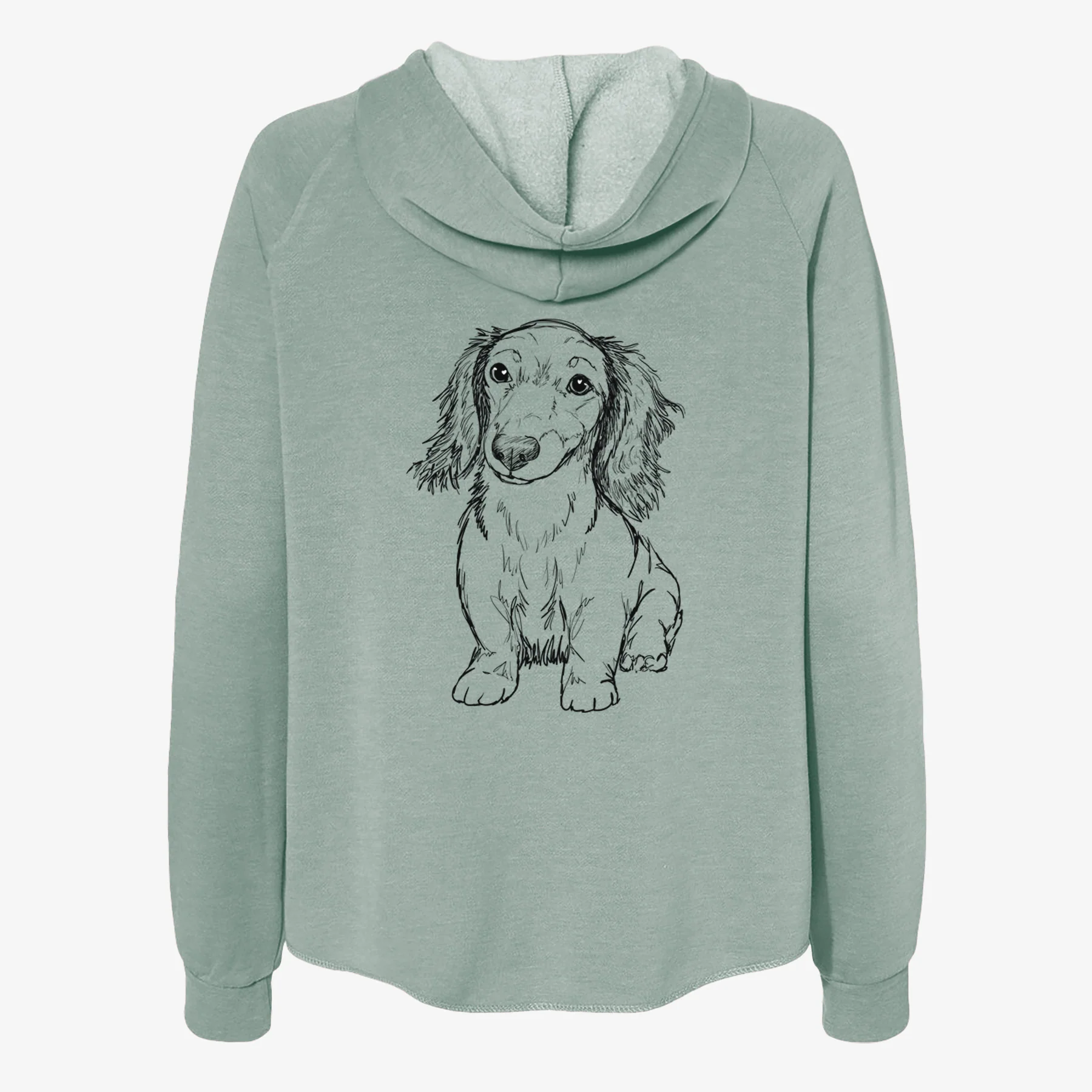 Doodled Sweetie the Toy Long Haired Dachshund - Women's Cali Wave Zip-Up Sweatshirt - Image 4