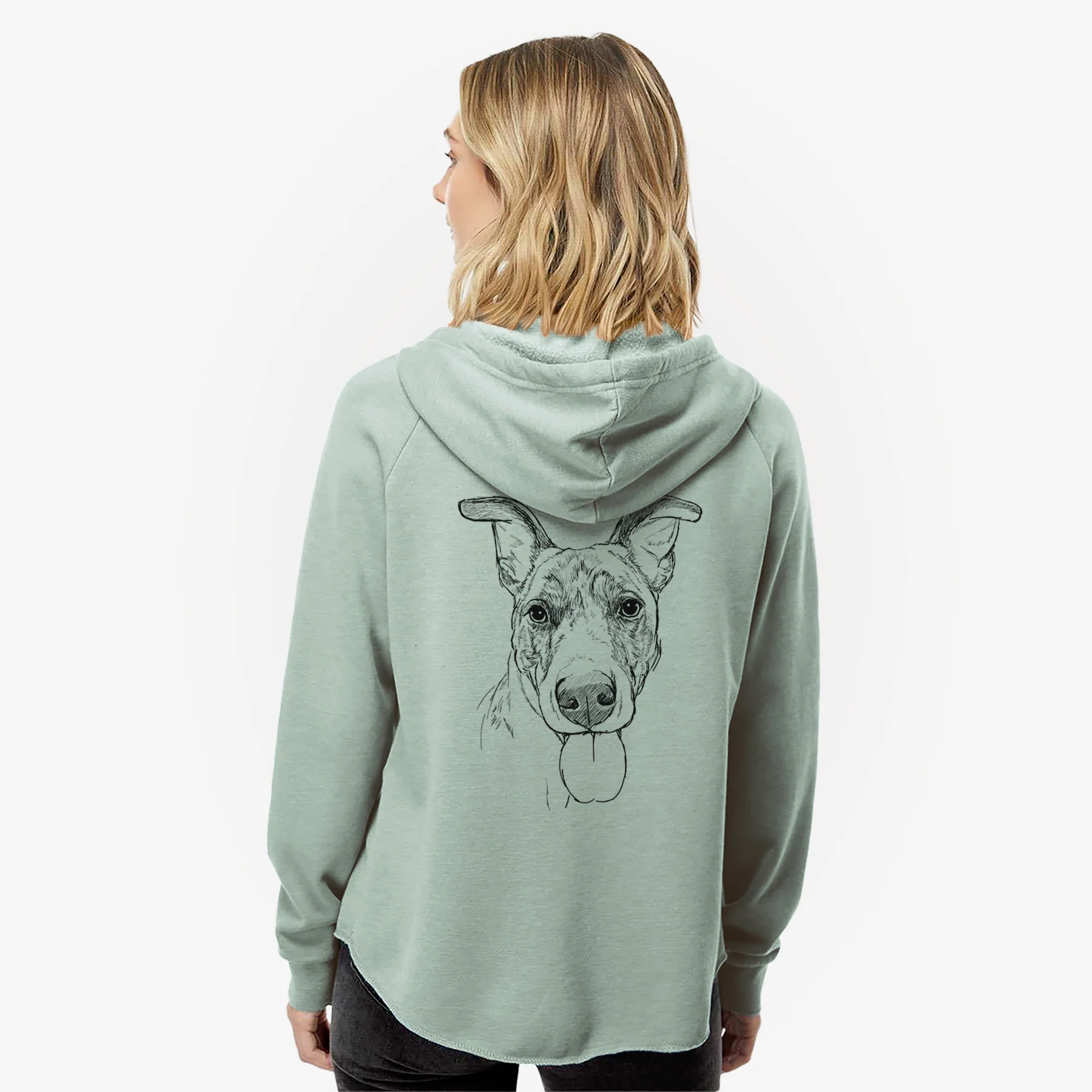 Doodled Tater Tot the Am Staff/German Shepherd Mix - Women's Cali Wave Zip-Up Sweatshirt - Image 2