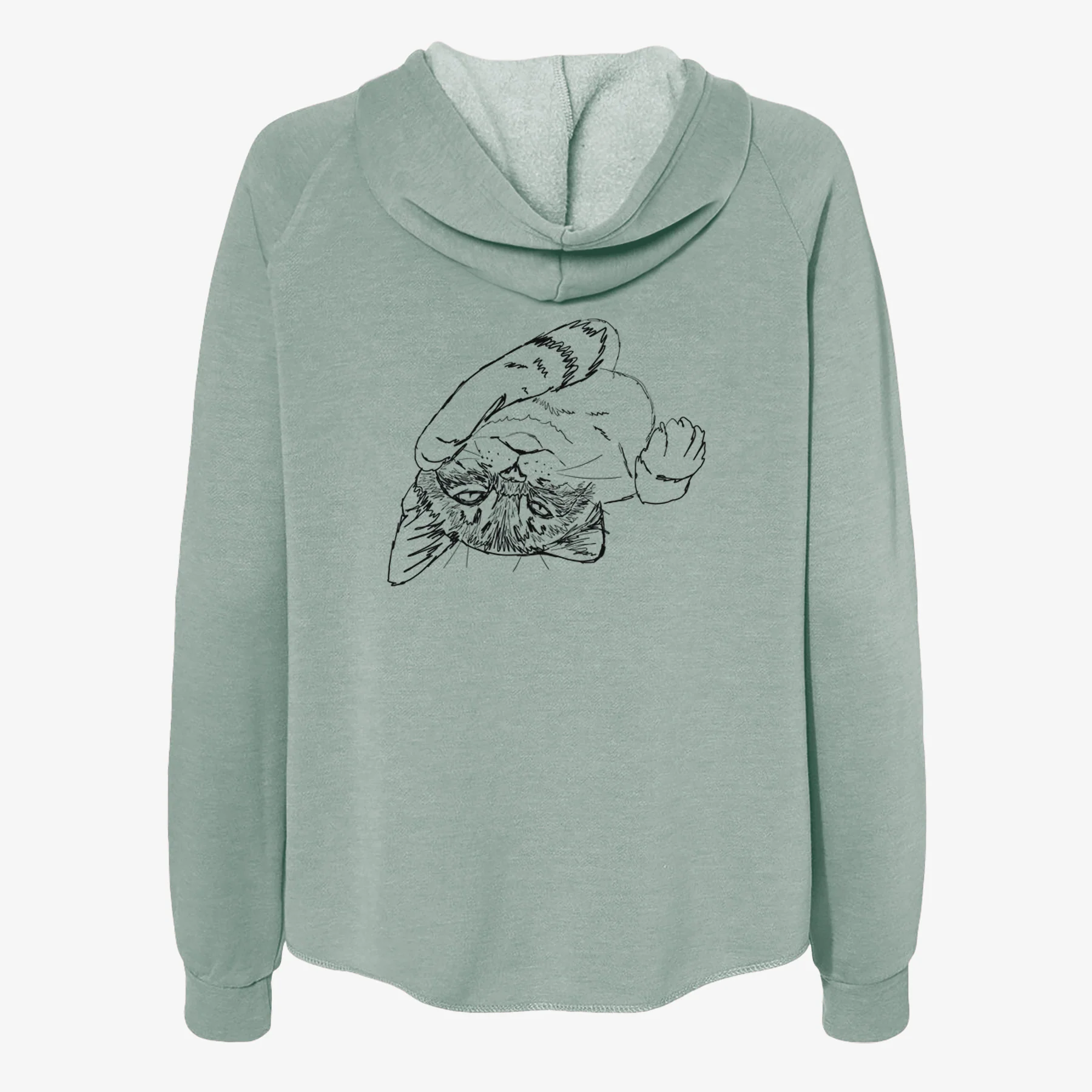 Doodled Tator the Tabby Kitten - Women's Cali Wave Zip-Up Sweatshirt - Image 4