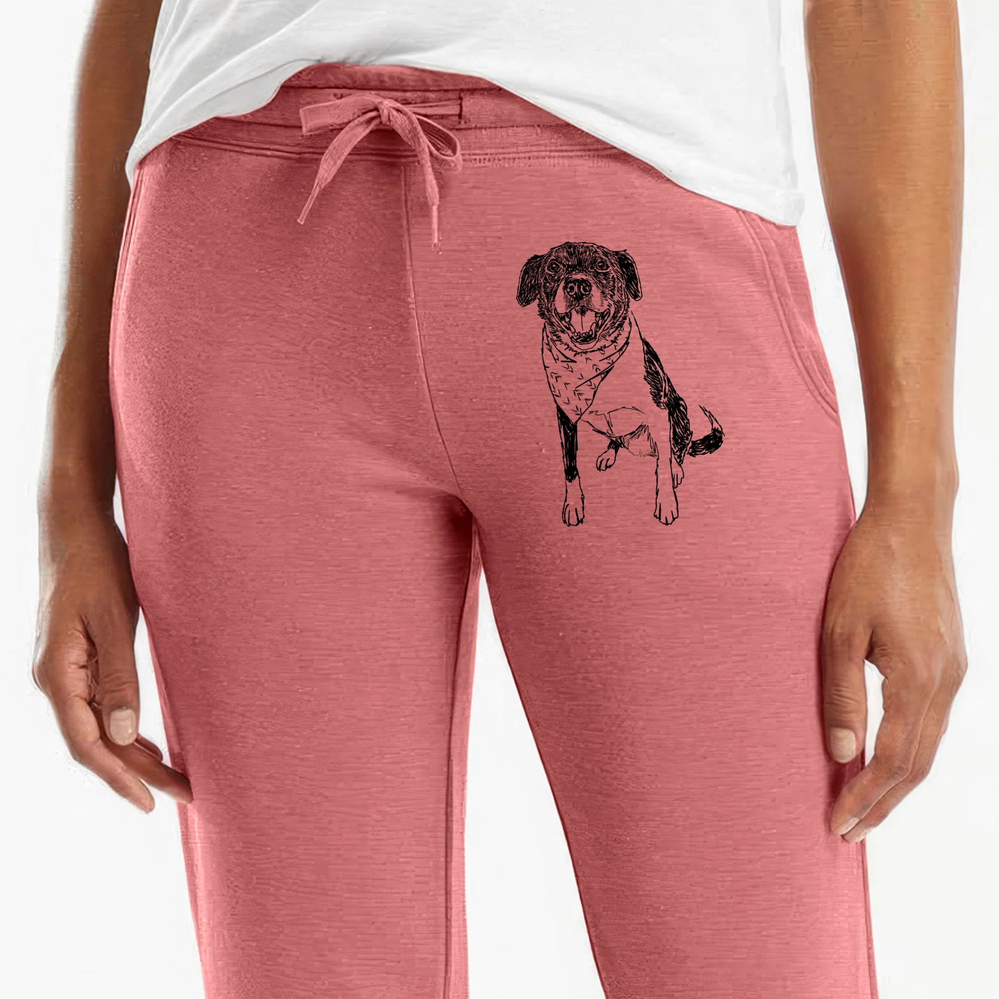 Doodled Tucker the Border Collie Pitbull Mix - Women's Cali Wave Joggers - Image 6