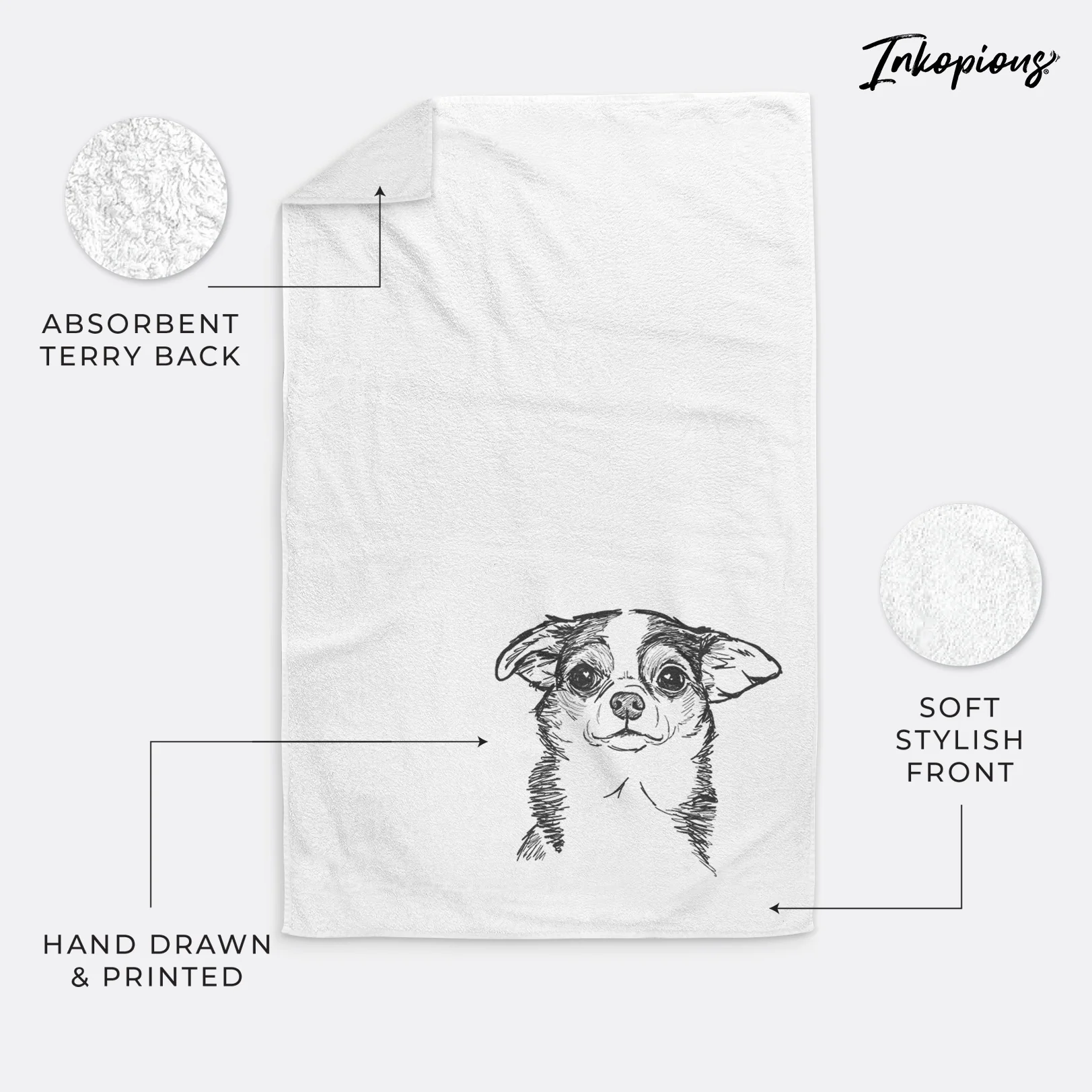 Doodled Worm the Chihuahua Decorative Hand Towel - Image 4