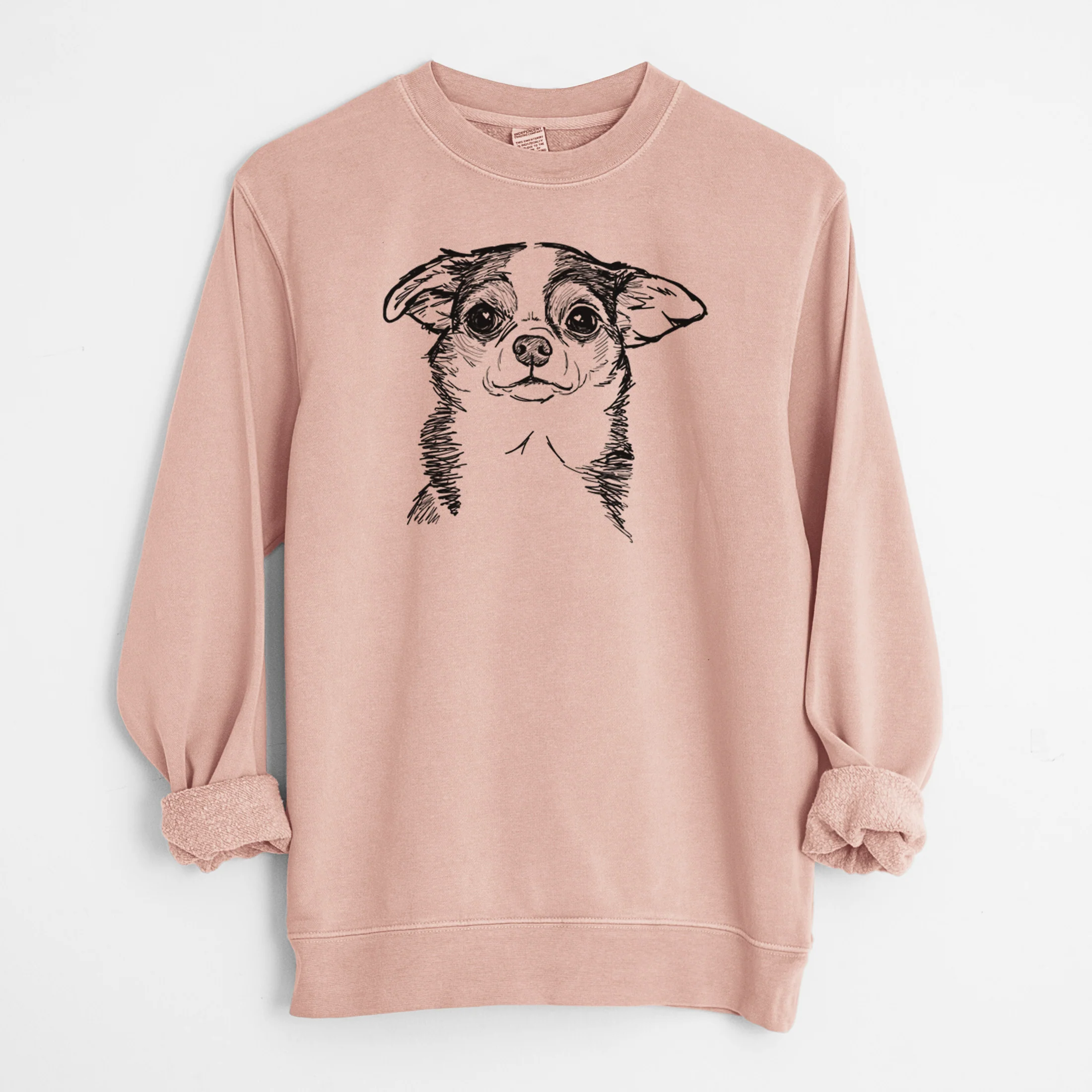 Doodled Worm the Chihuahua - Unisex Pigment Dyed Crew Sweatshirt - Image 6