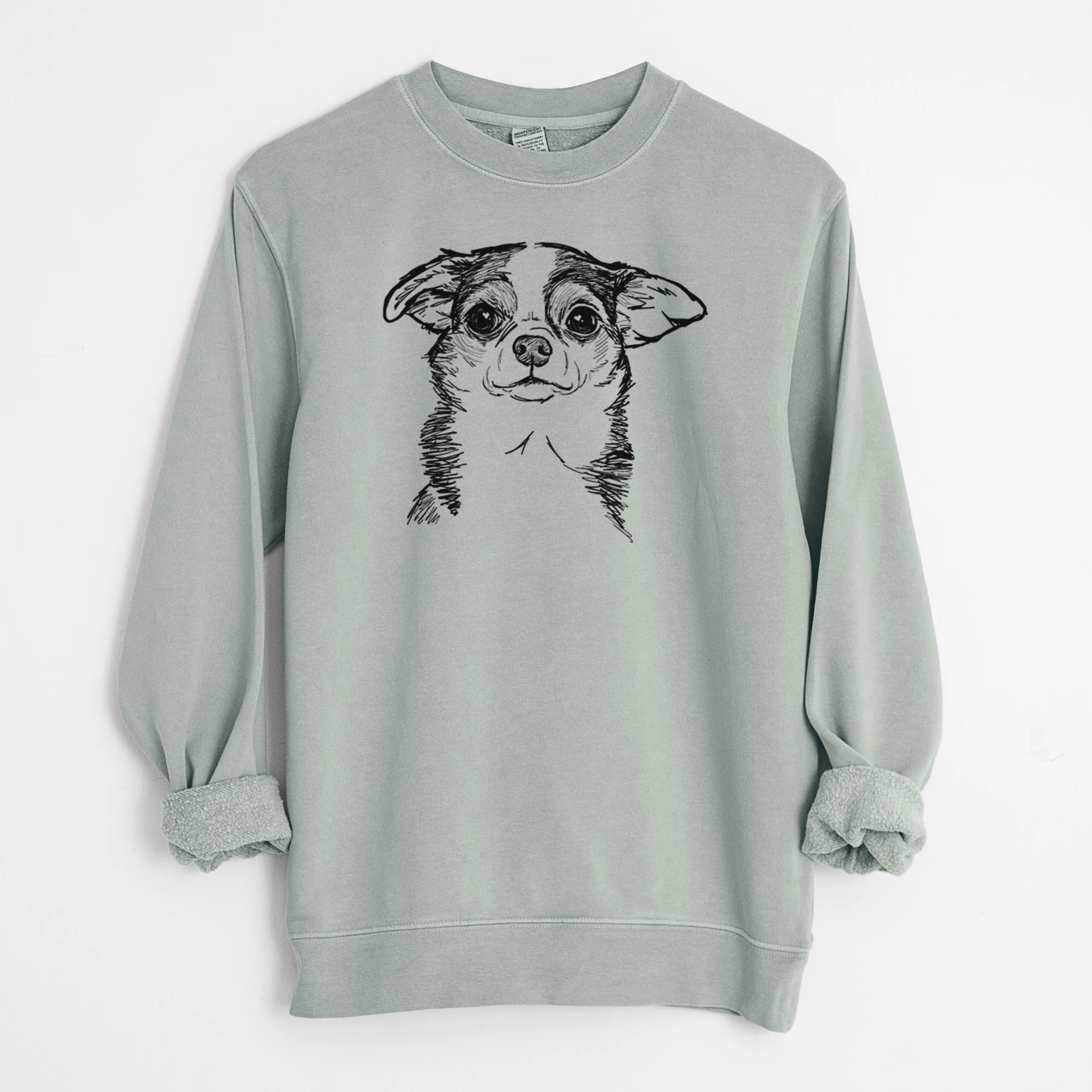 Doodled Worm the Chihuahua - Unisex Pigment Dyed Crew Sweatshirt - Image 7