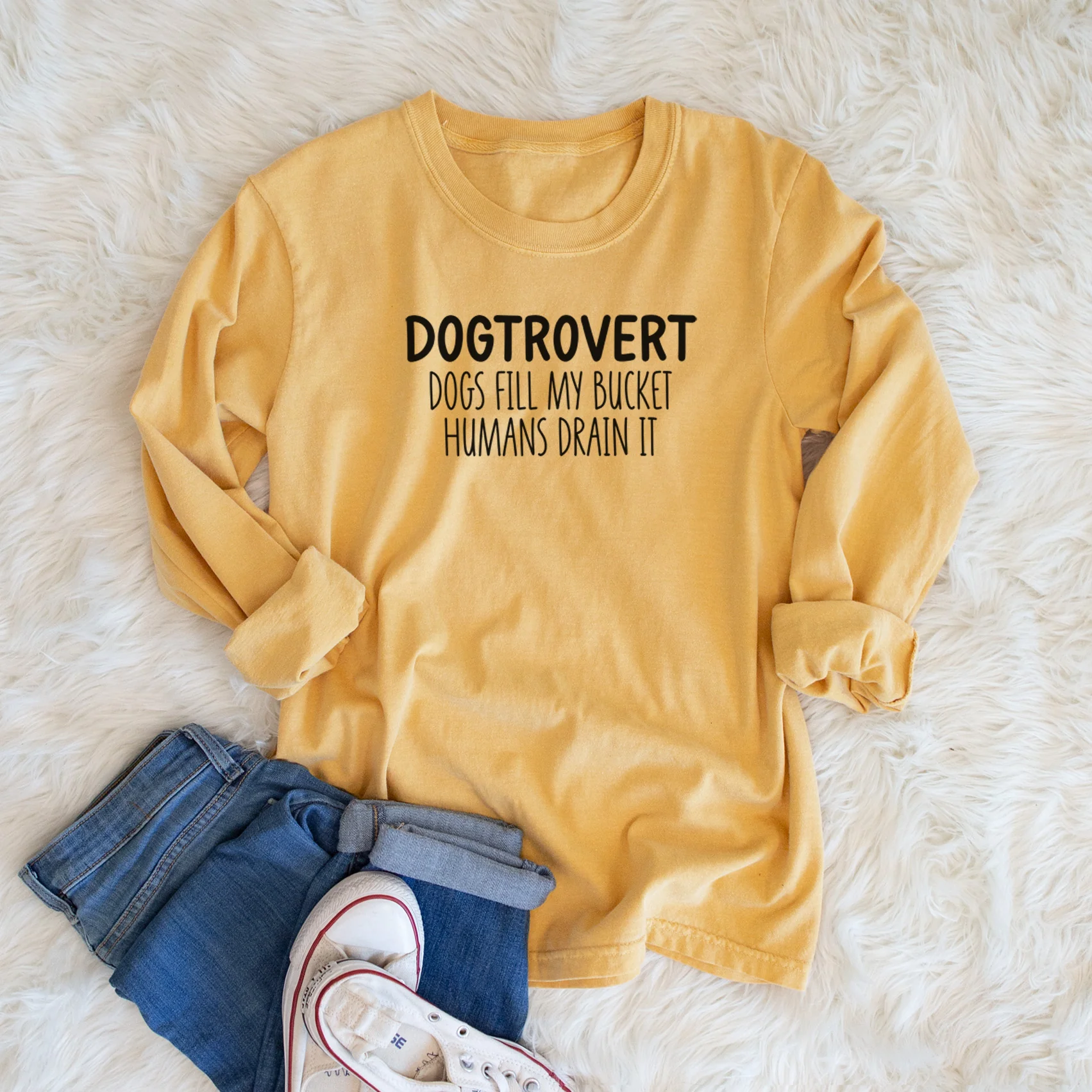 Dogtrovert - Dogs Fill My Bucket Humans Drain It - Men's Heavyweight 100% Cotton Long Sleeve - Image 6