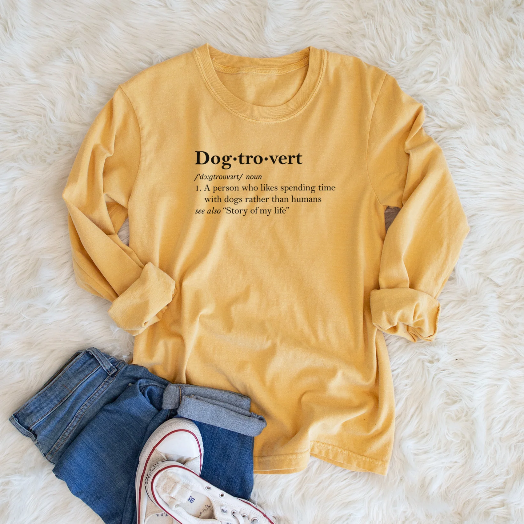 Dogtrovert Definition - Men's Heavyweight 100% Cotton Long Sleeve - Image 6