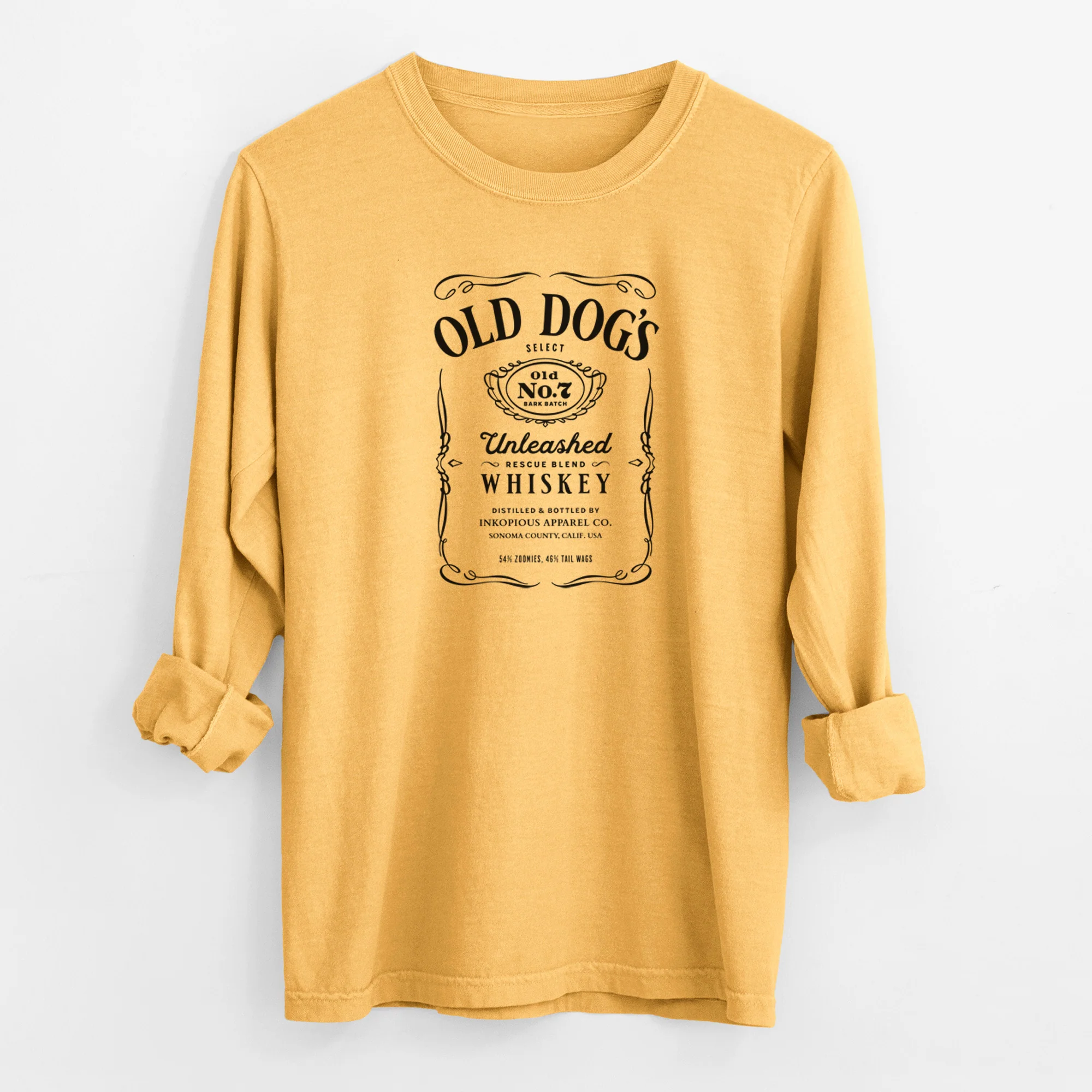 Old Dog’s No. 7 – Unleashed Whiskey - Men's Heavyweight 100% Cotton Long Sleeve - Image 3