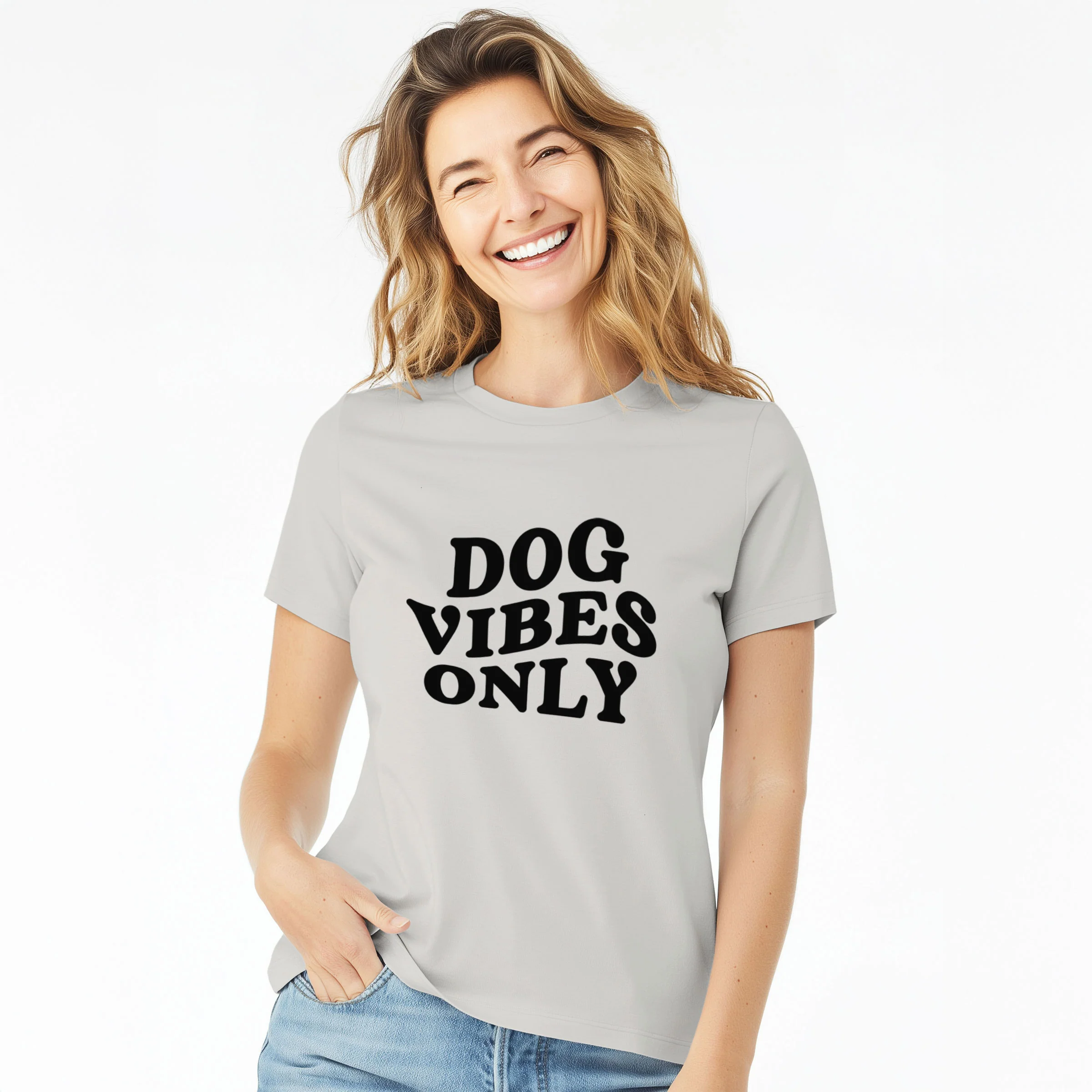 Dog Vibes Only - Women's Lightweight Relaxed Fit 100% Cotton Crewneck - Image 3