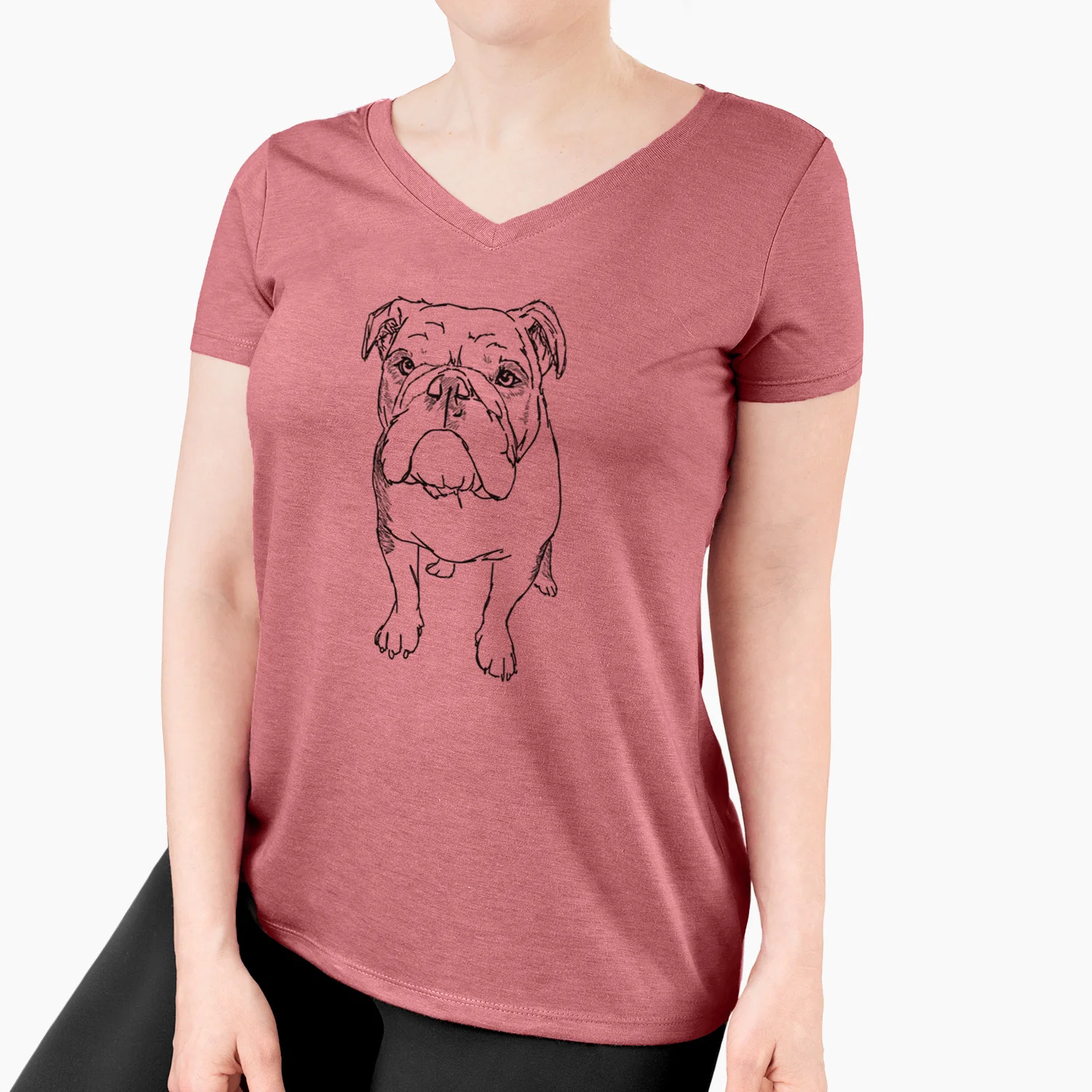 Doodled Henry the English Bulldog - Women's Perfect V-neck Shirt - Image 3